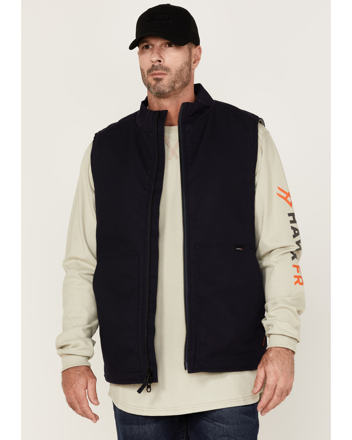 Hawx Men's FR Solid Zip-Front Insulated Work Vest
