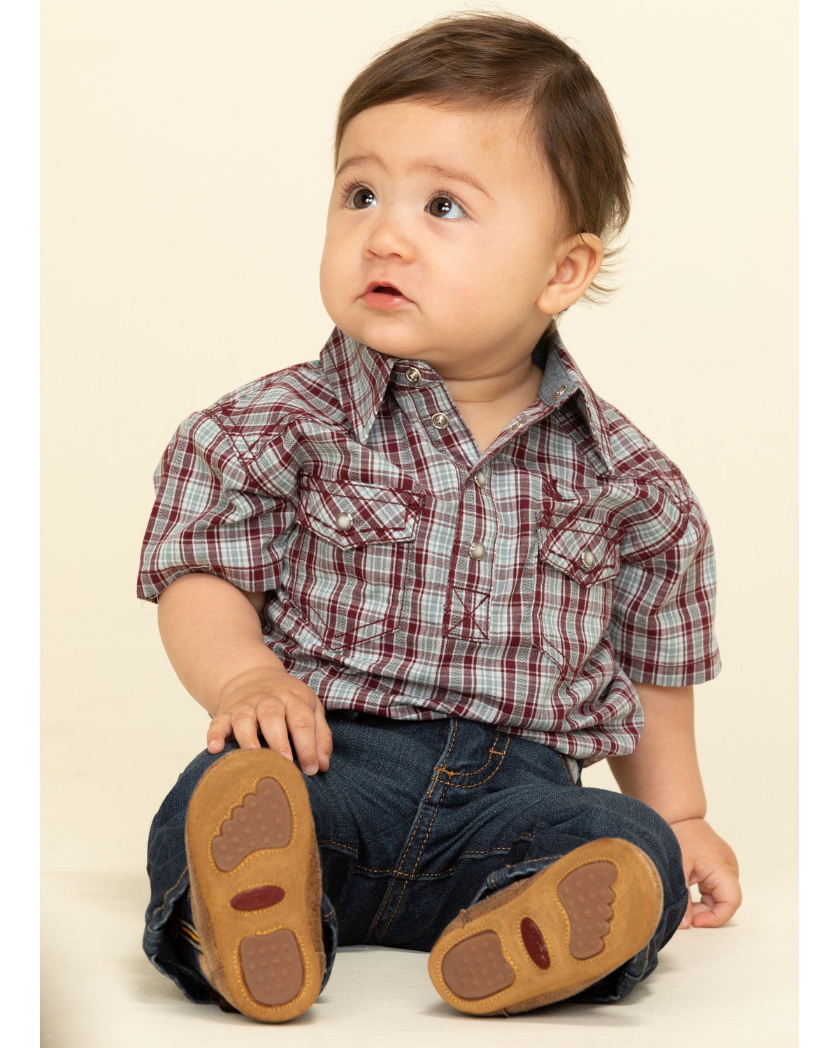 Small Plaid Short Sleeve Onesie | Boot Barn