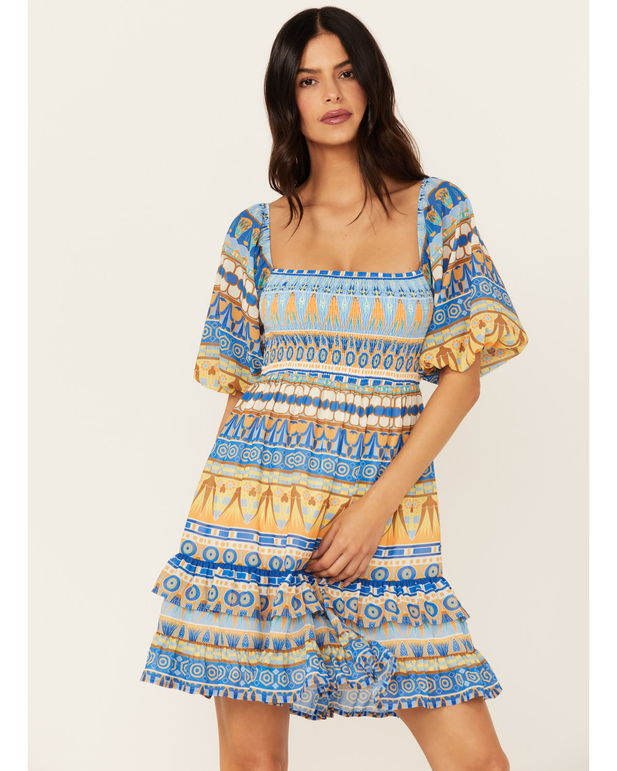 Flying Tomato Women s Ruffle Hem Printed Mini Dress Boot Barn in Tustin CA