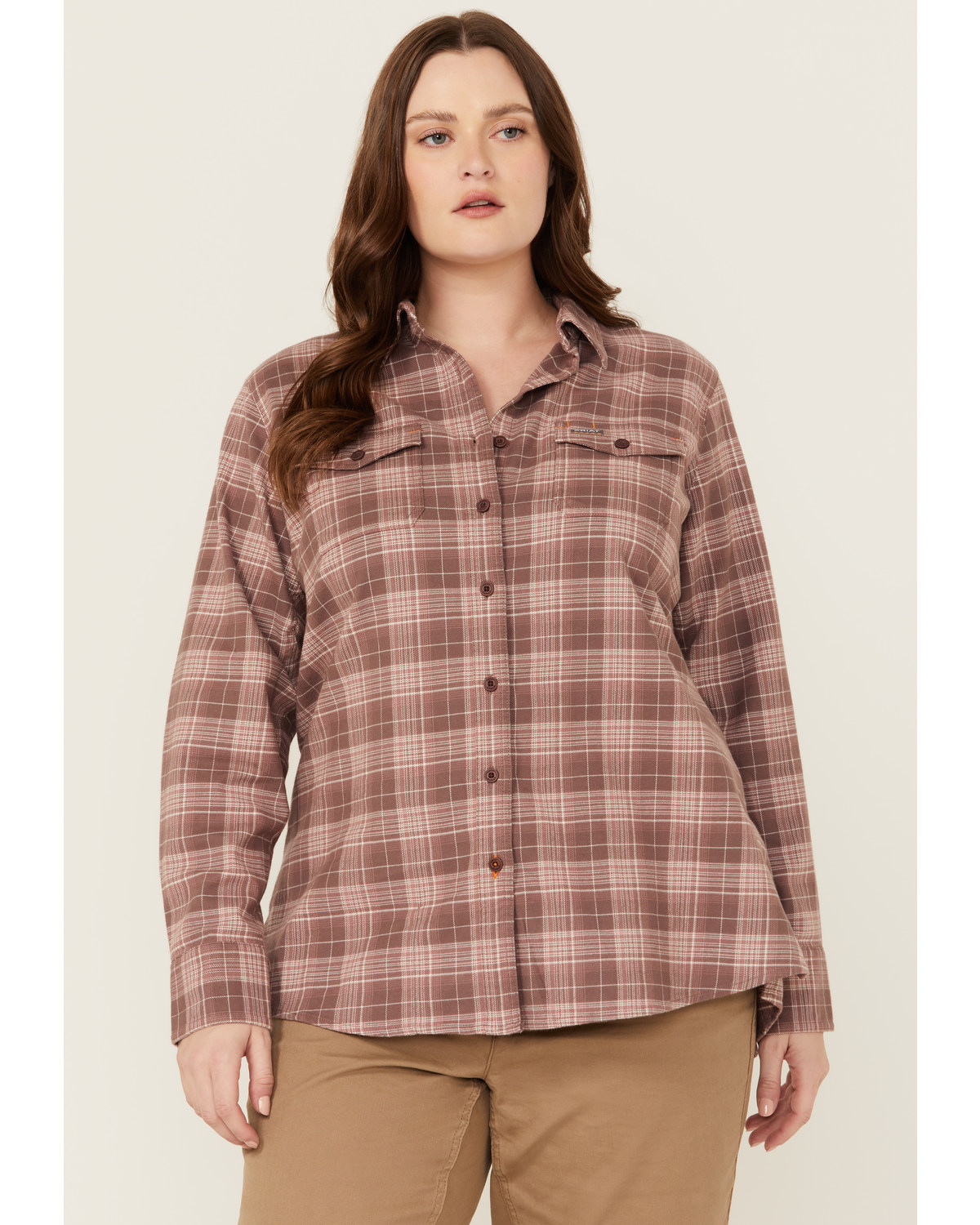 Ariat Women's Rebar Durastretch Plaid Print Long Sleeve Stretch Button-Down Flannel Work Shirt - Plus