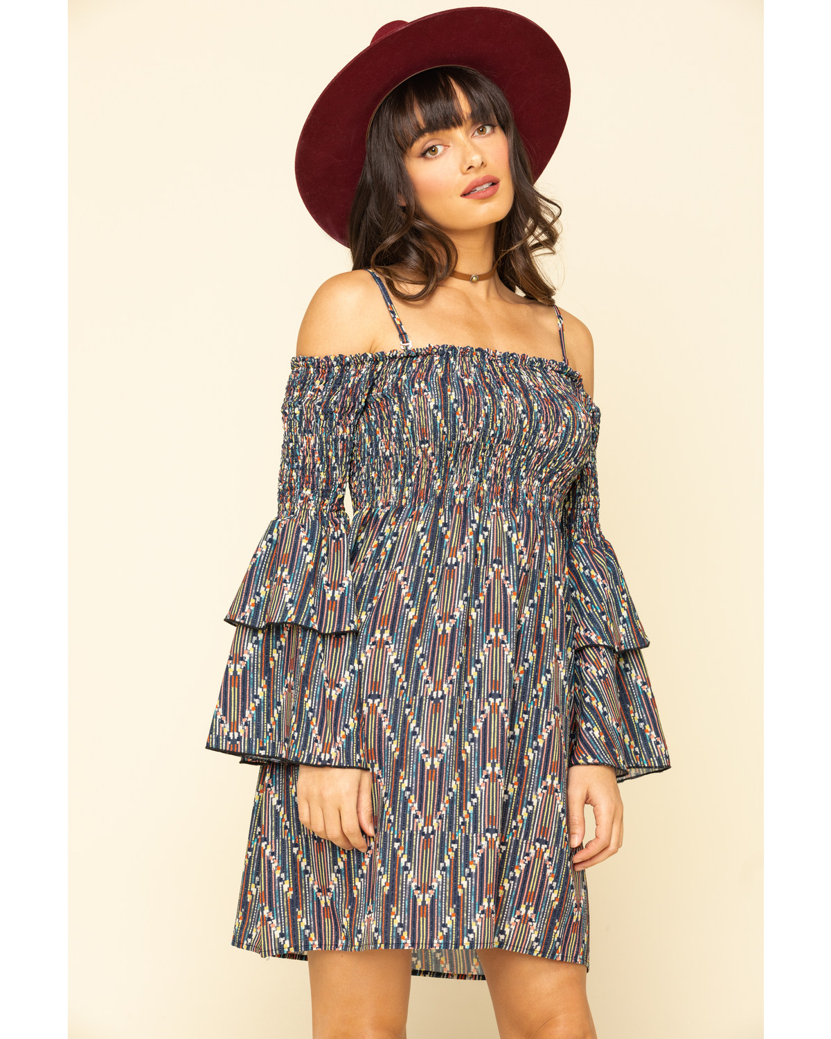 cold shoulder bell sleeve dress