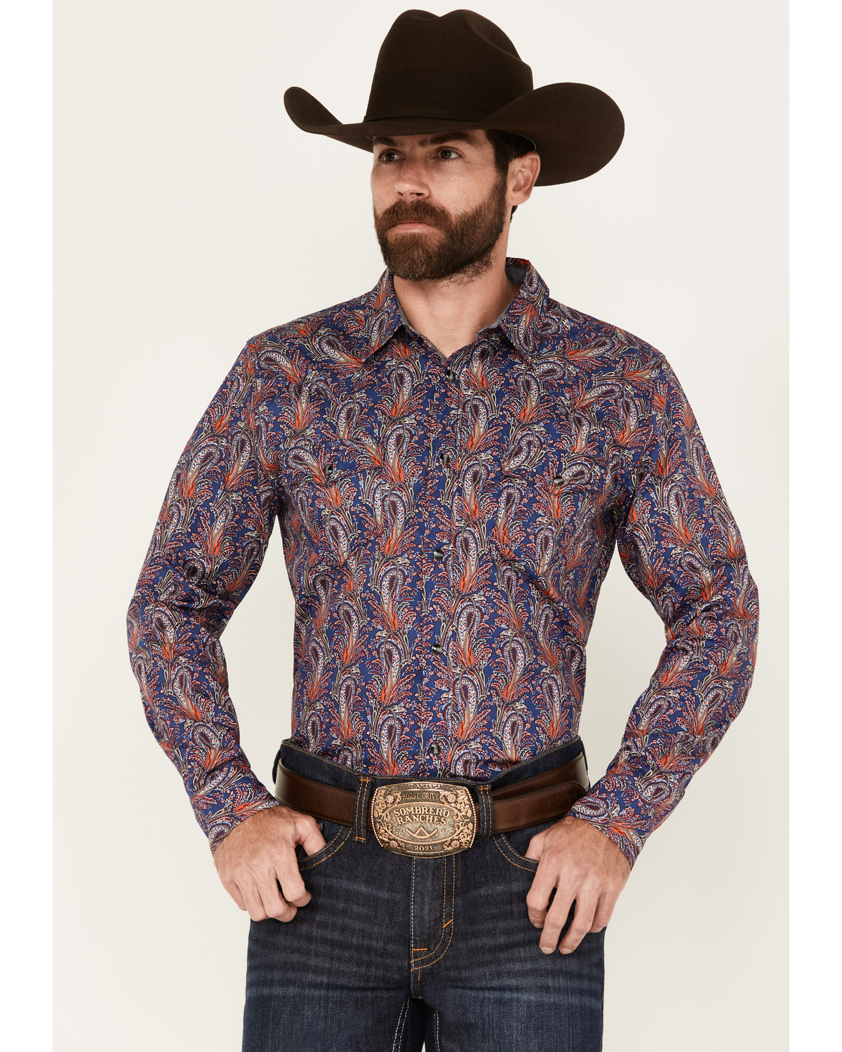 Cody James Men's Jefferson Paisley Print Long Sleeve Snap Western Shirt