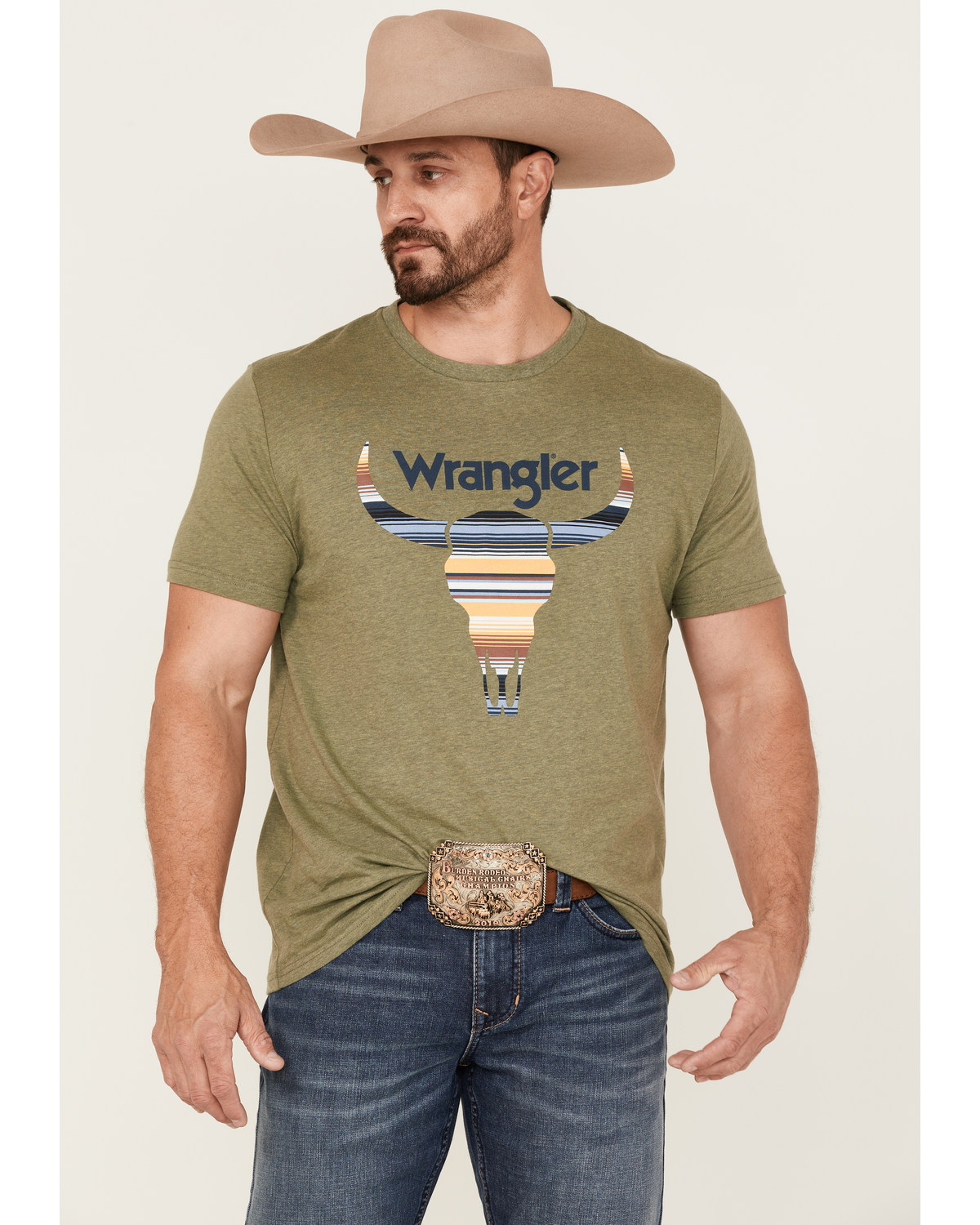 Wrangler Men's Longhorn Serape Logo Graphic T-Shirt