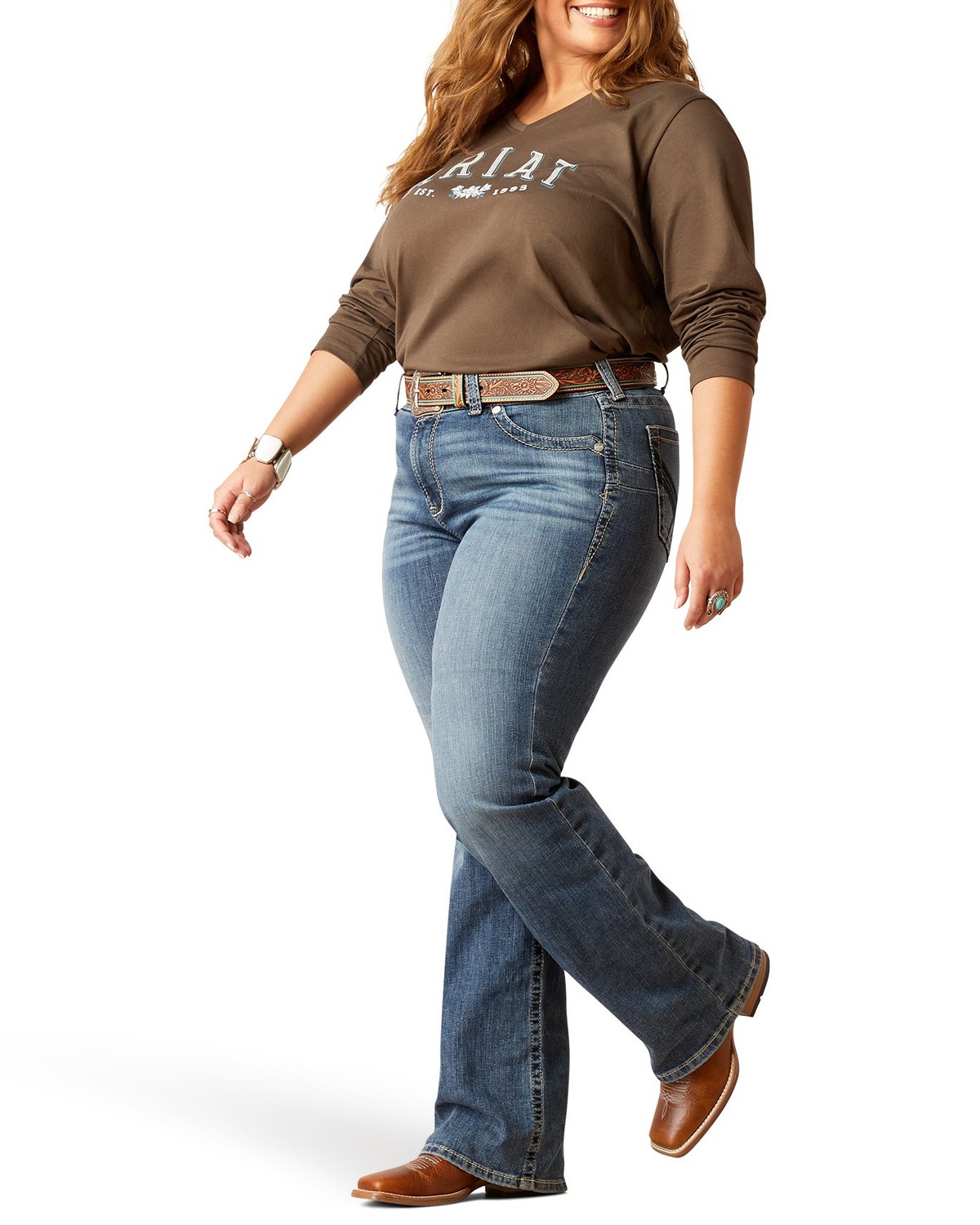 Ariat Women's R.E.A.L. Medium Wash Perfect Rise Phoebe Stretch Bootcut Jeans - Plus