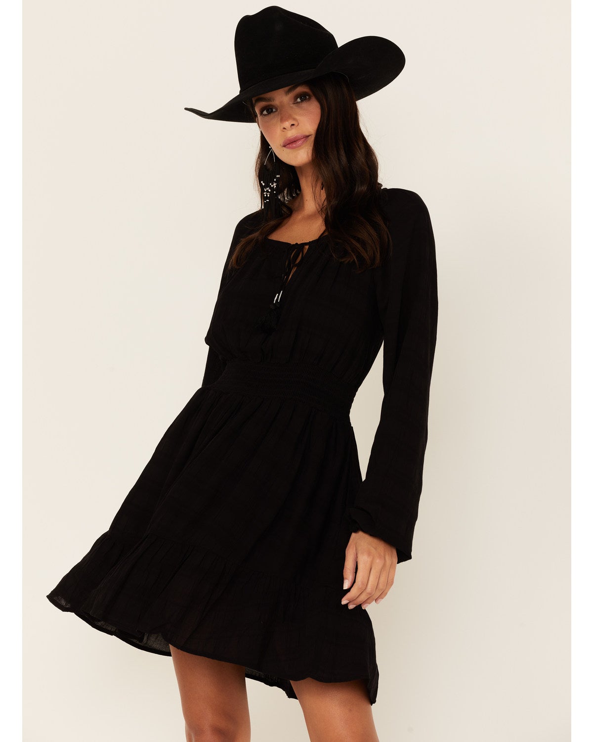 Idyllwind Women's Black Smocked Long 