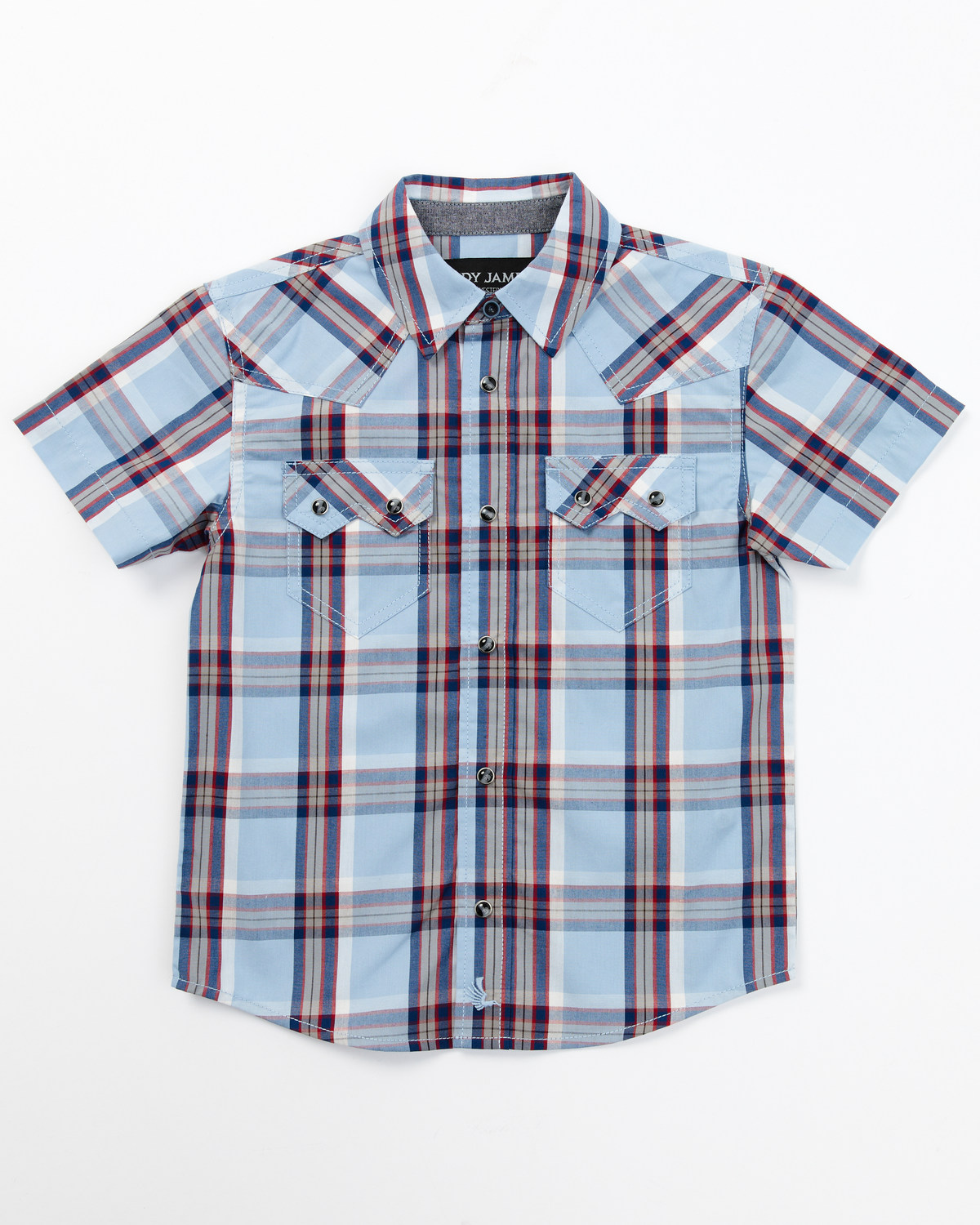 Cody James Toddler Boys' Plaid Print Short Sleeve Snap Western Shirt