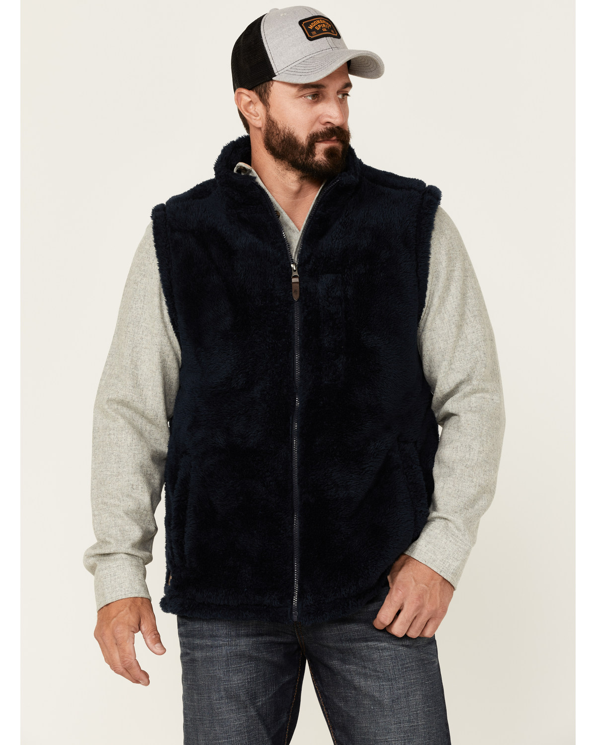 Moonshine Spirit Men's Kern Valley Faux Fur Zip-Front Fleece Vest