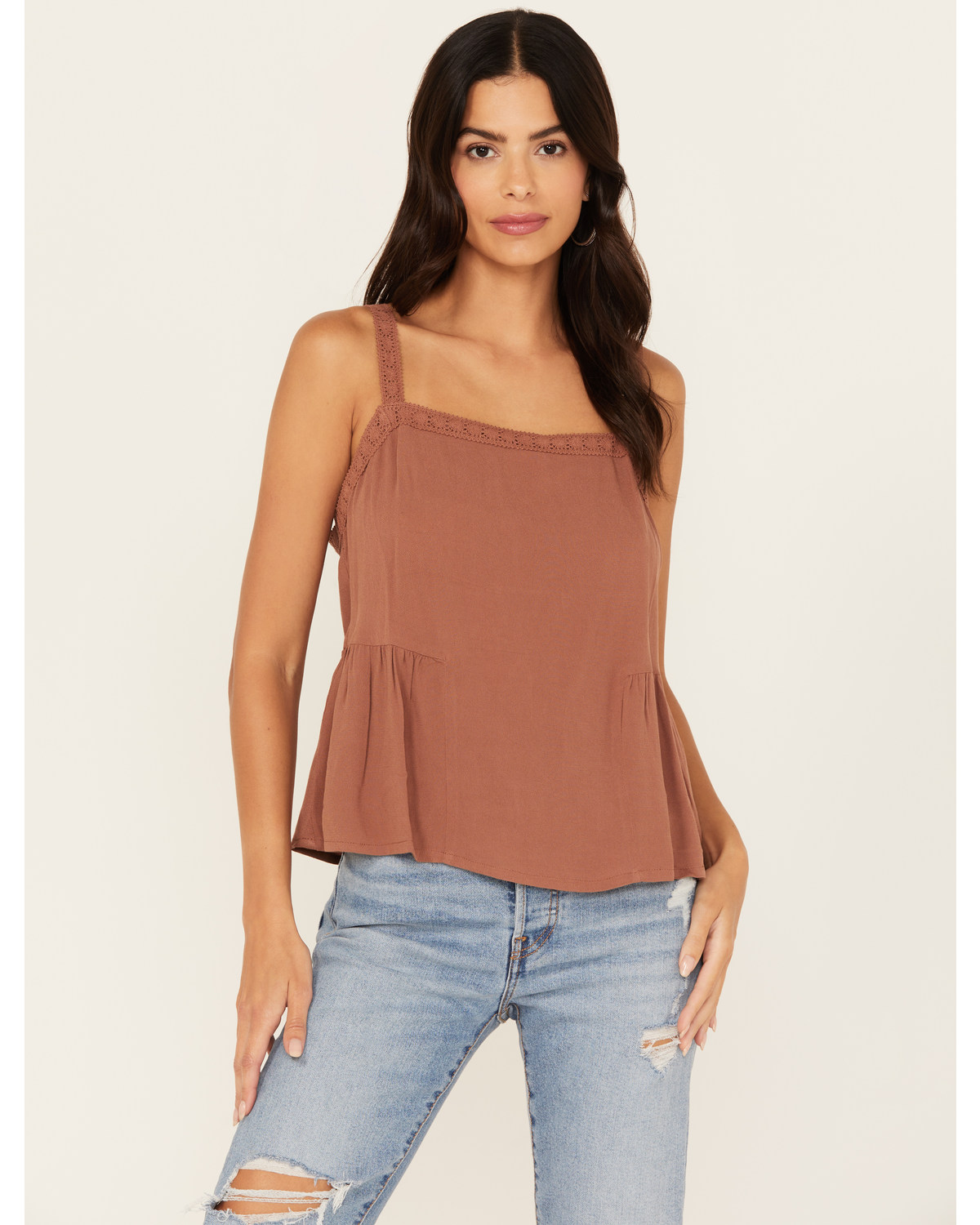 Cleo + Wolf Women's Cropped Strappy Peplum Top