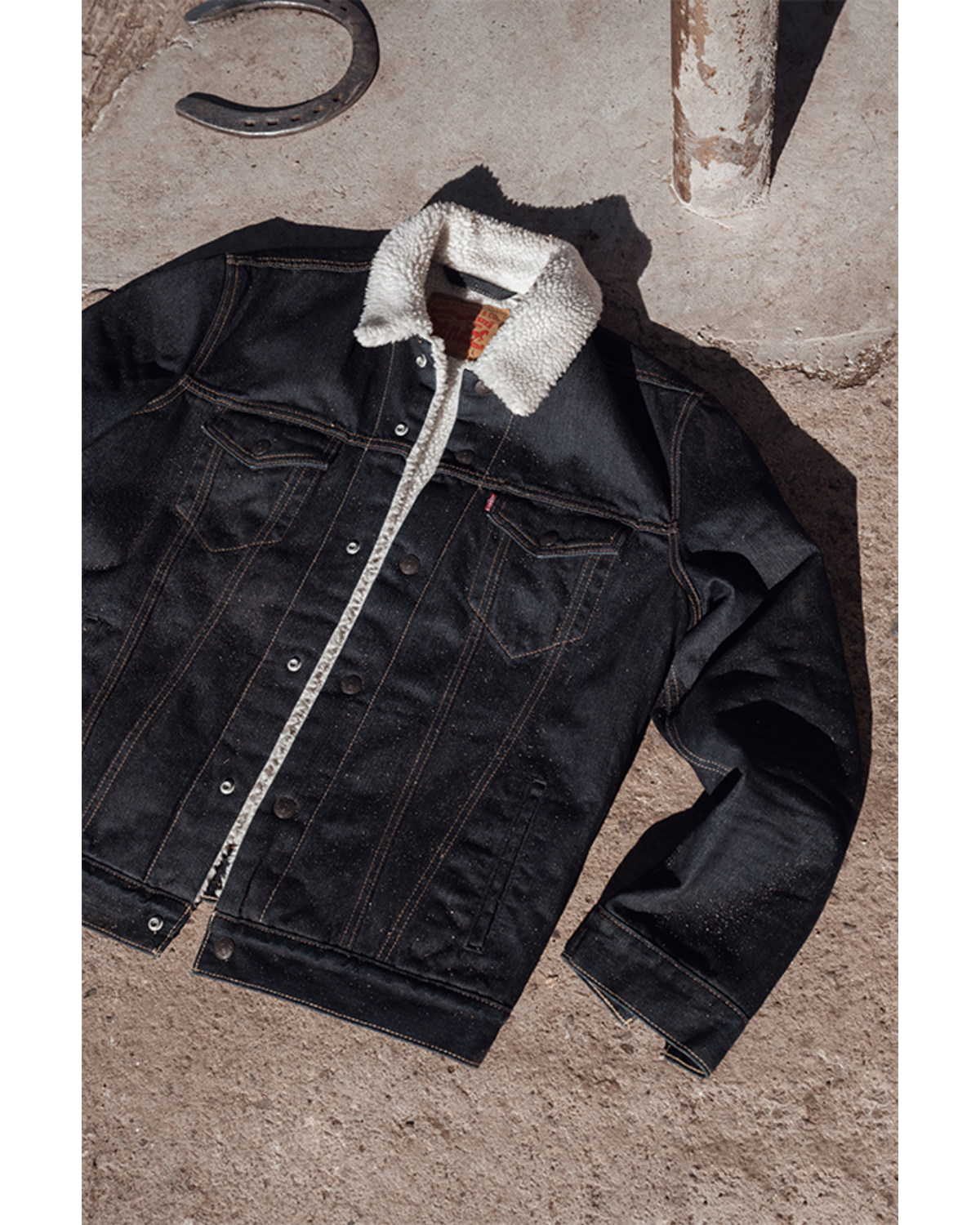 black denim sherpa jacket