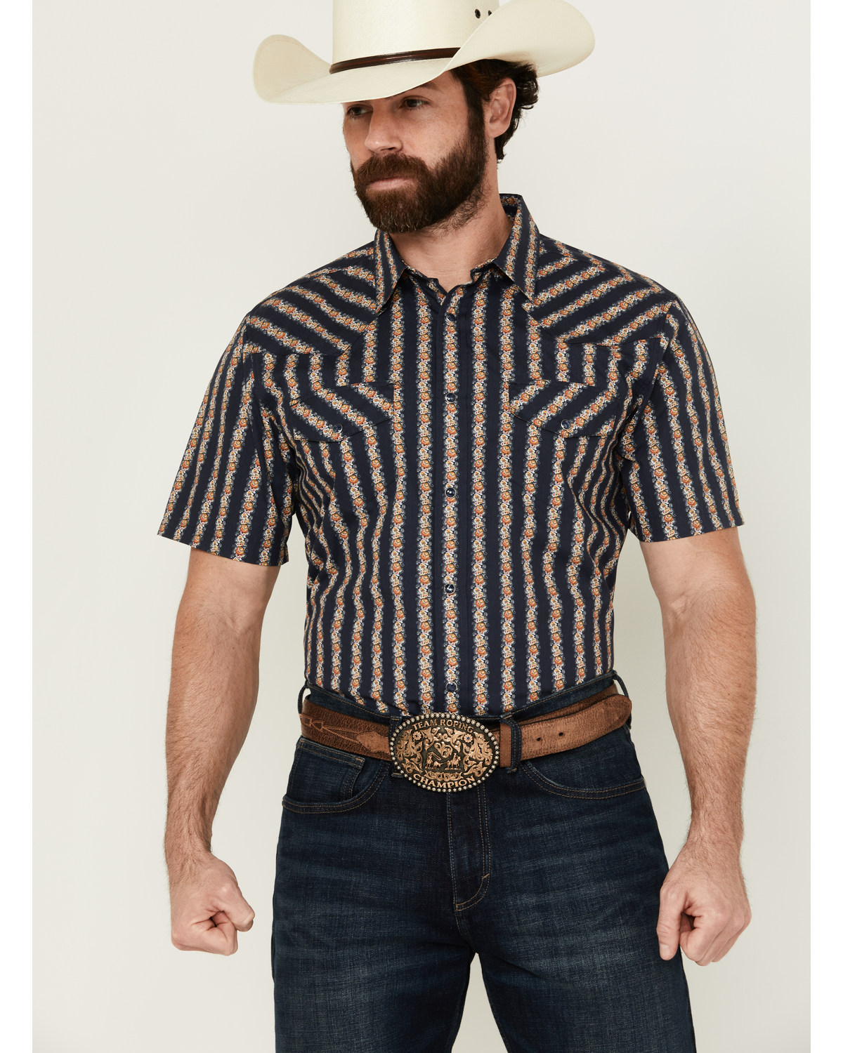 Gibson Men's Belmont Striped Short Sleeve Snap Western Shirt