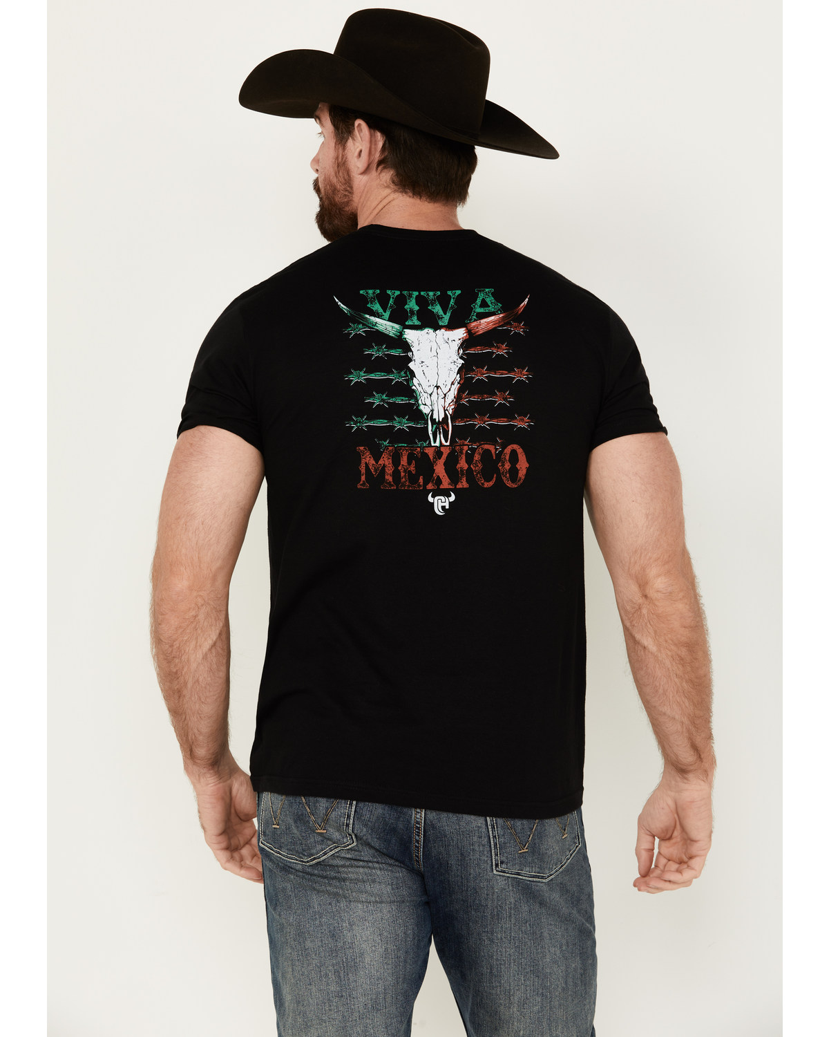 Cowboy Hardware Men's Viva Mexico Steer Head Short Sleeve Graphic T-Shirt