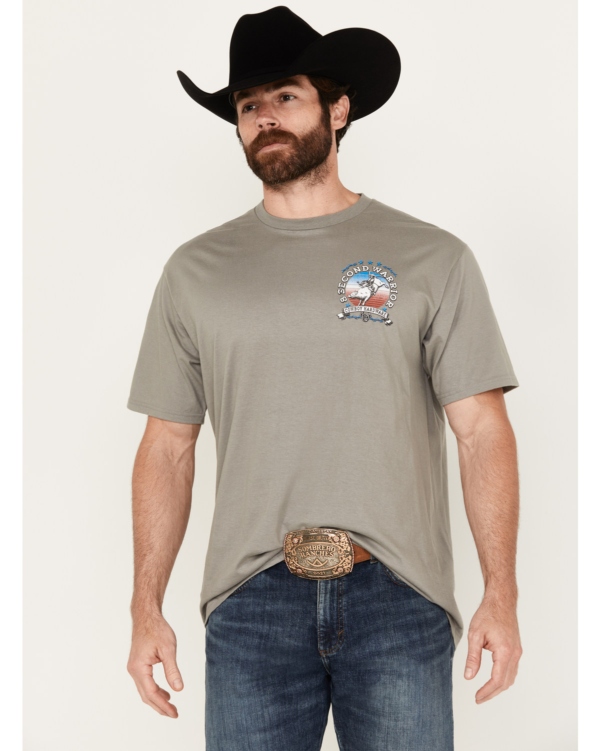 Cowboy Hardware Men's 8 Second Warrior Bull Rider Short Sleeve Graphic T-Shirt