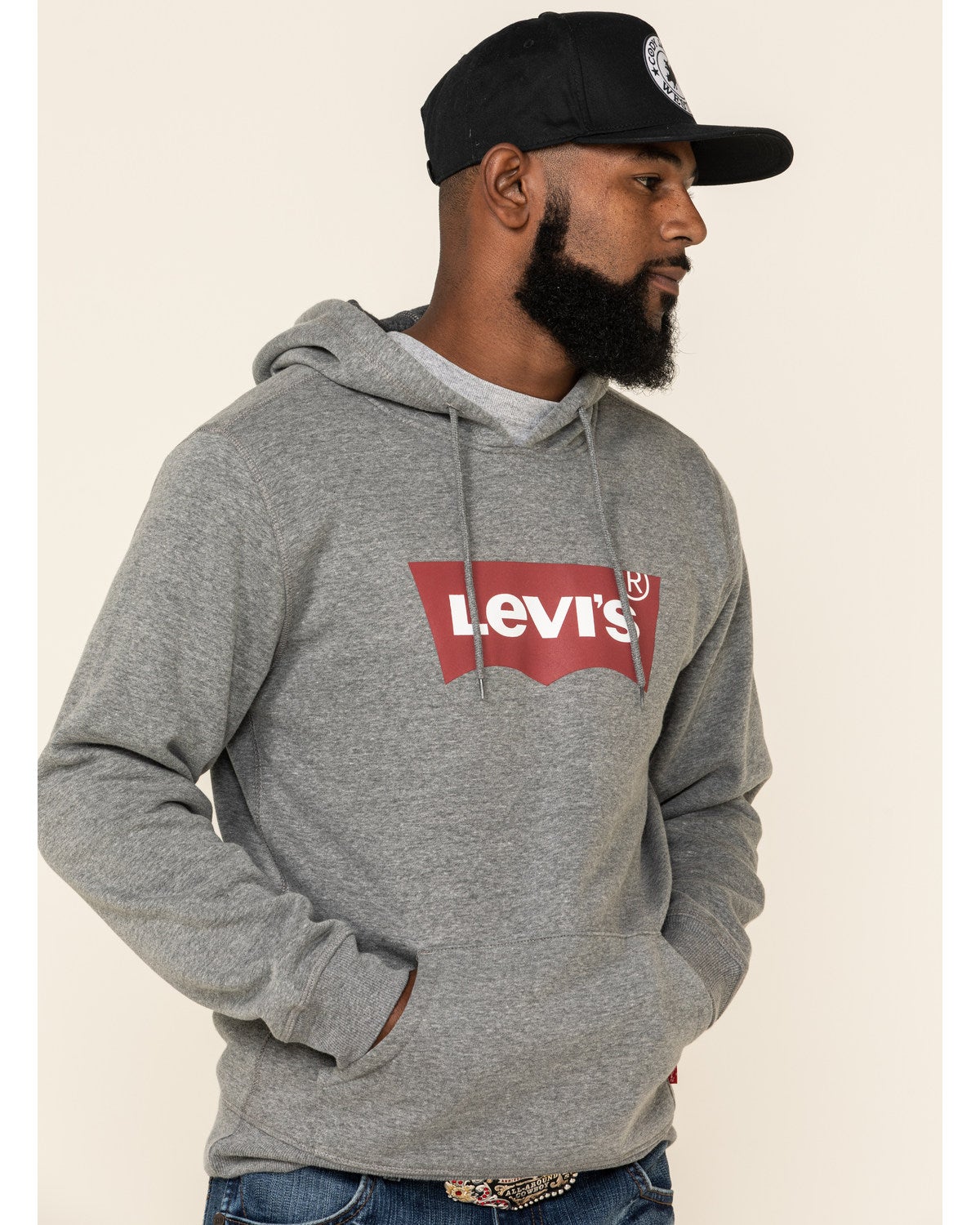 Levi's Men's Steel Grey Batwing Logo 