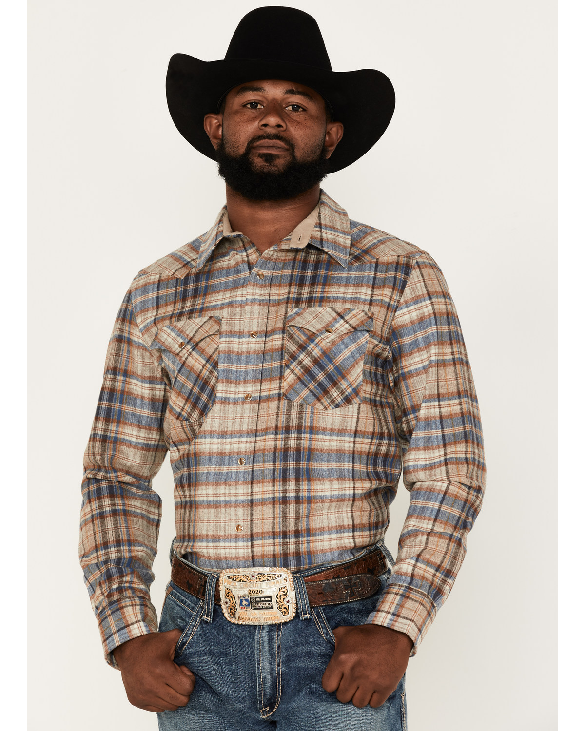 Pendleton Men's Canyon Small Plaid Snap Western Flannel Shirt