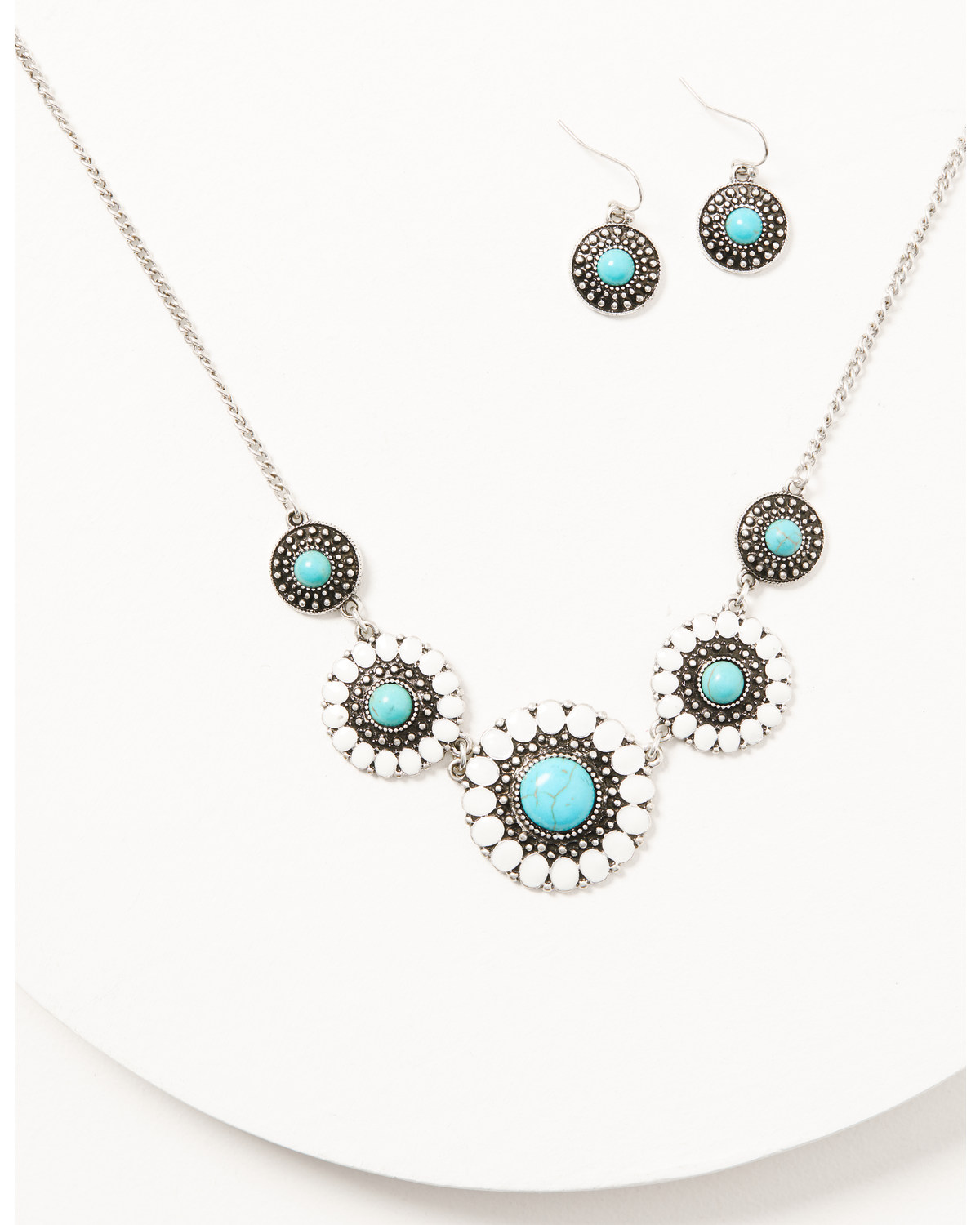 Shyanne Women's Silver Turquoise & White Concho Jewelry Set