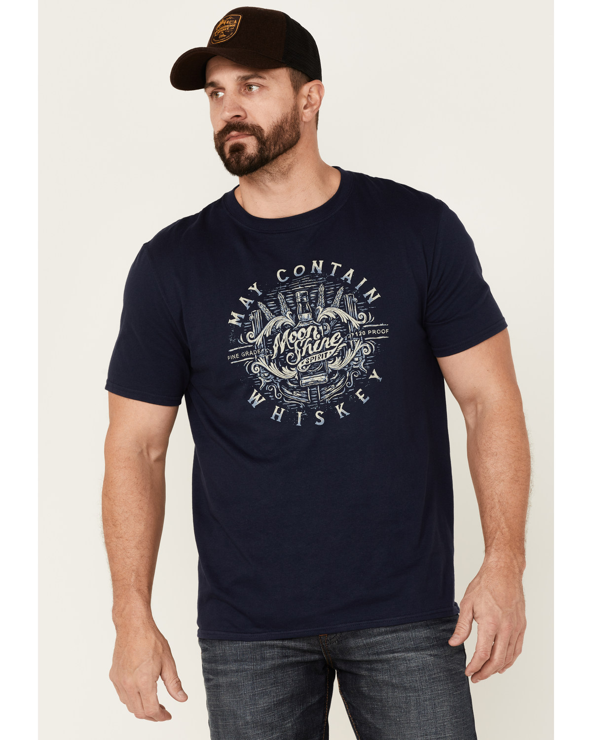 Moonshine Spirit Men's May Contain Whiskey Graphic Short Sleeve T-Shirt