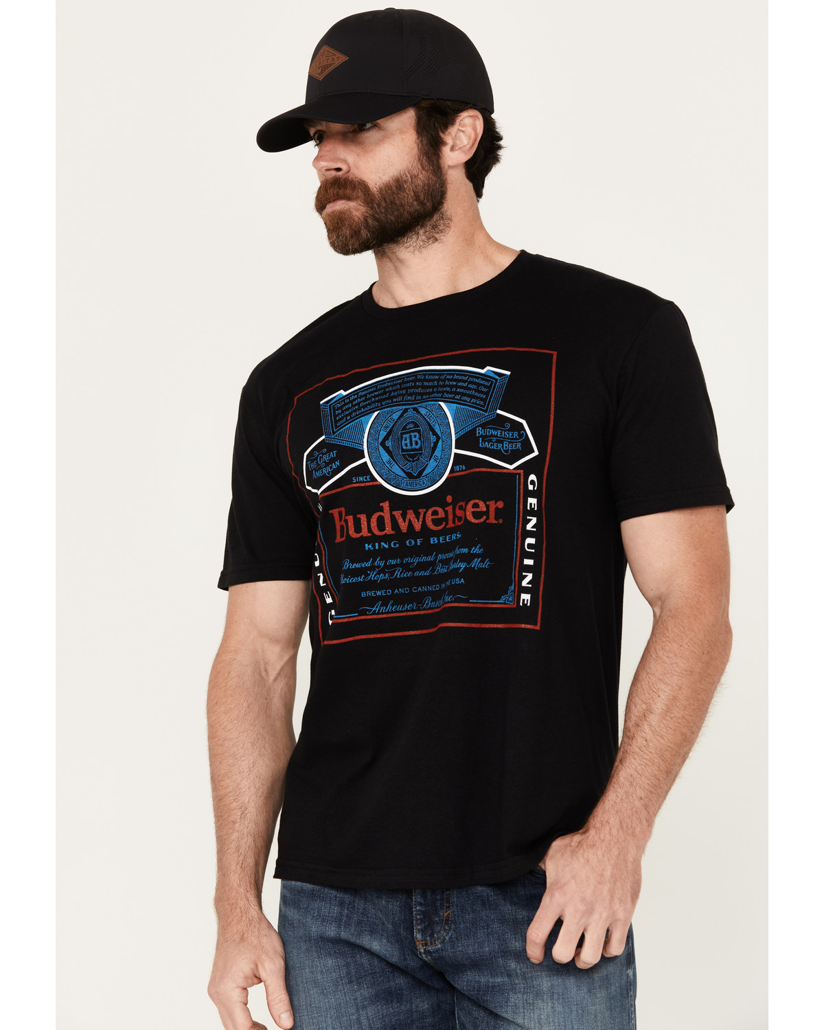 Brew City Beer Gear Men's Budweiser Logo Short Sleeve Graphic T-Shirt