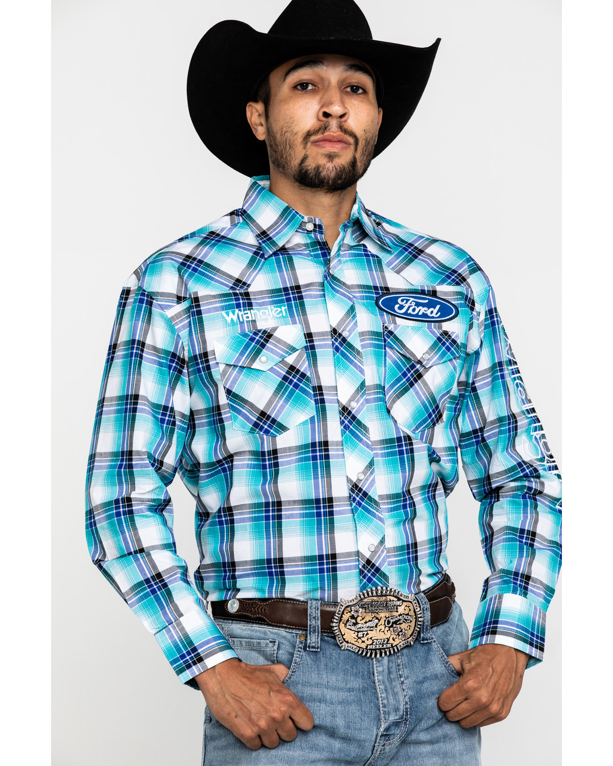 Wrangler ford logo rodeo shirt best sale