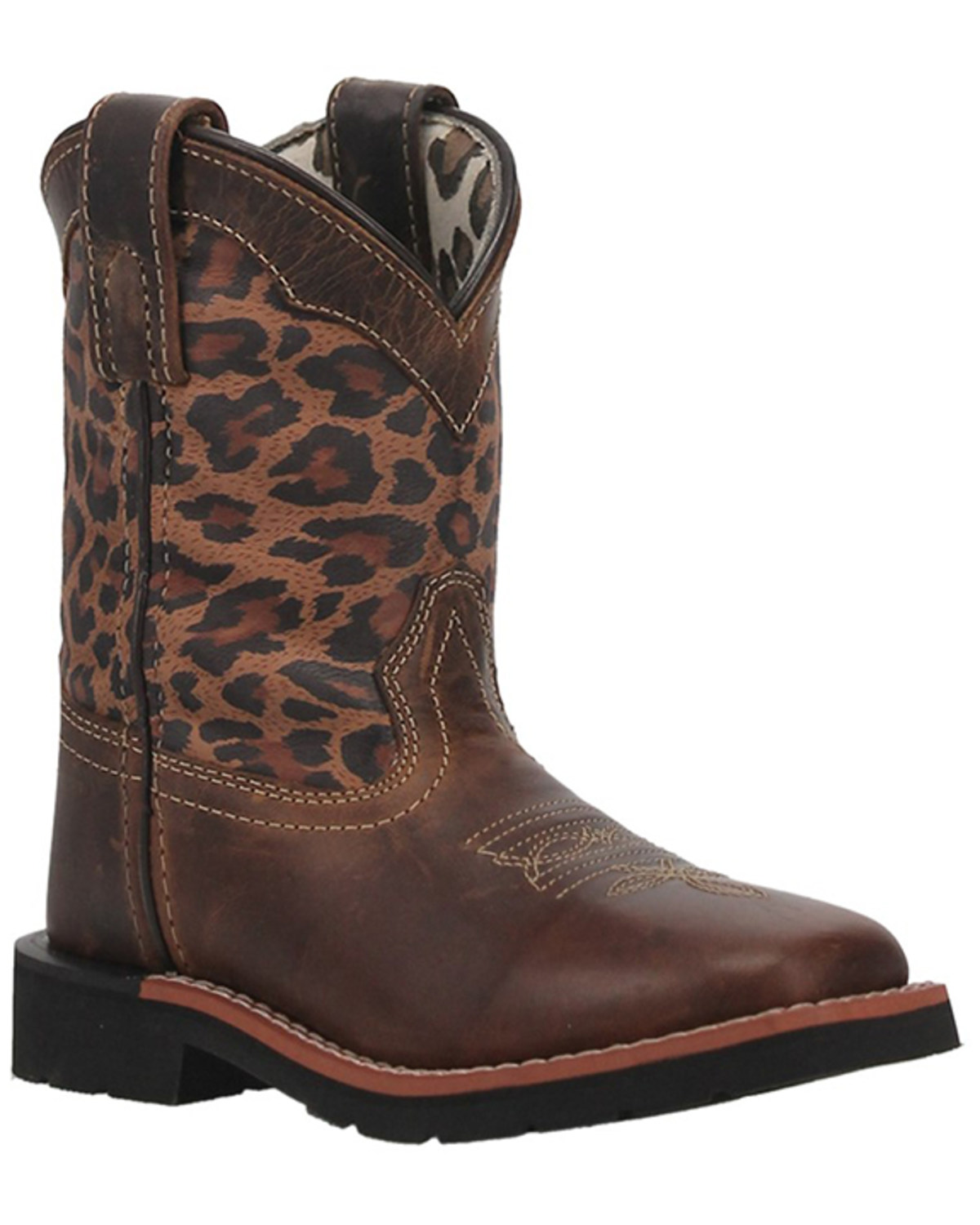 Dan Post Little Girls' Leopard Western Boots - Broad Square Toe