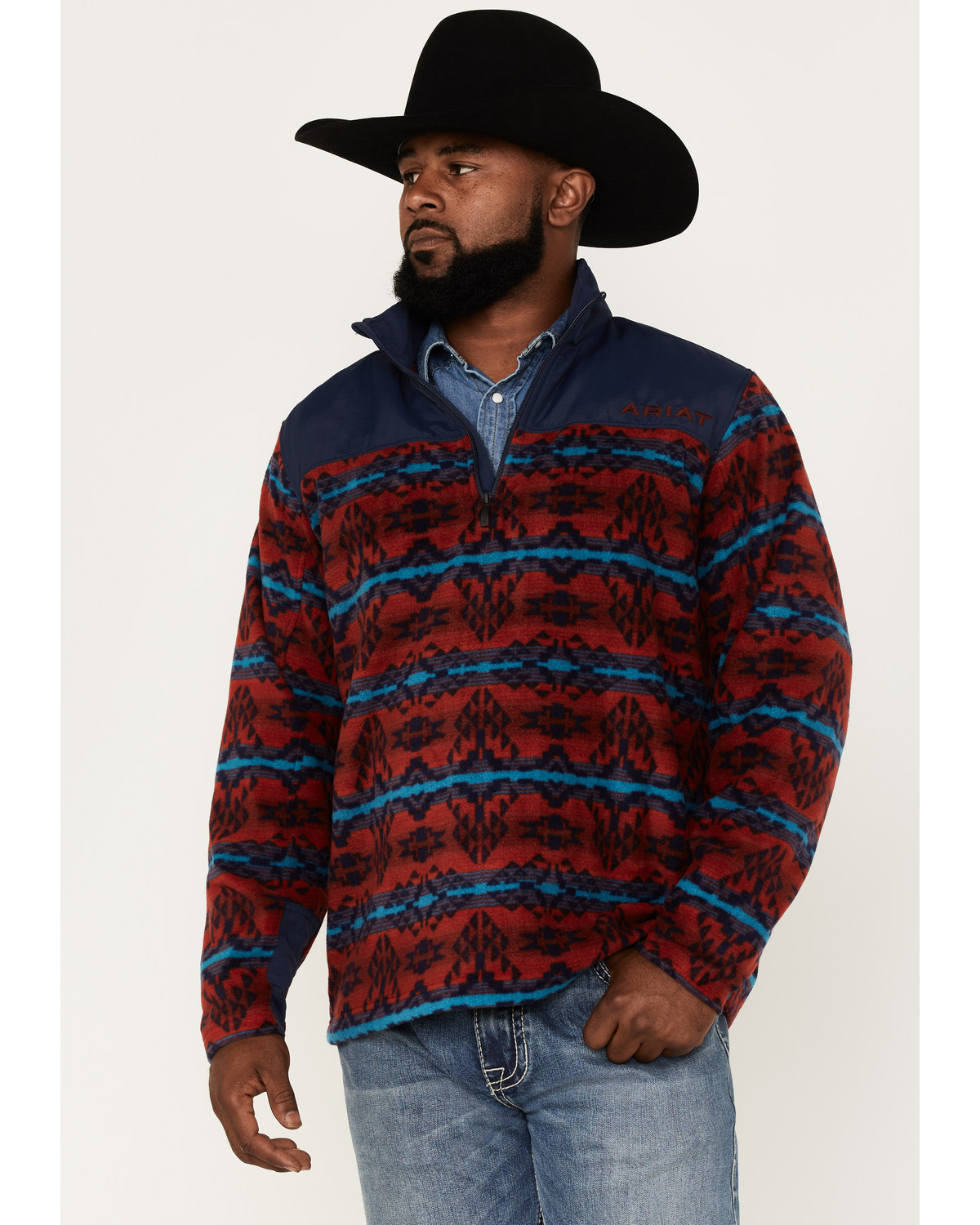 Ariat Men's Ocean Depths Southwestern Print Basis 2.0 1/4 Zip Front Fleece Pullover