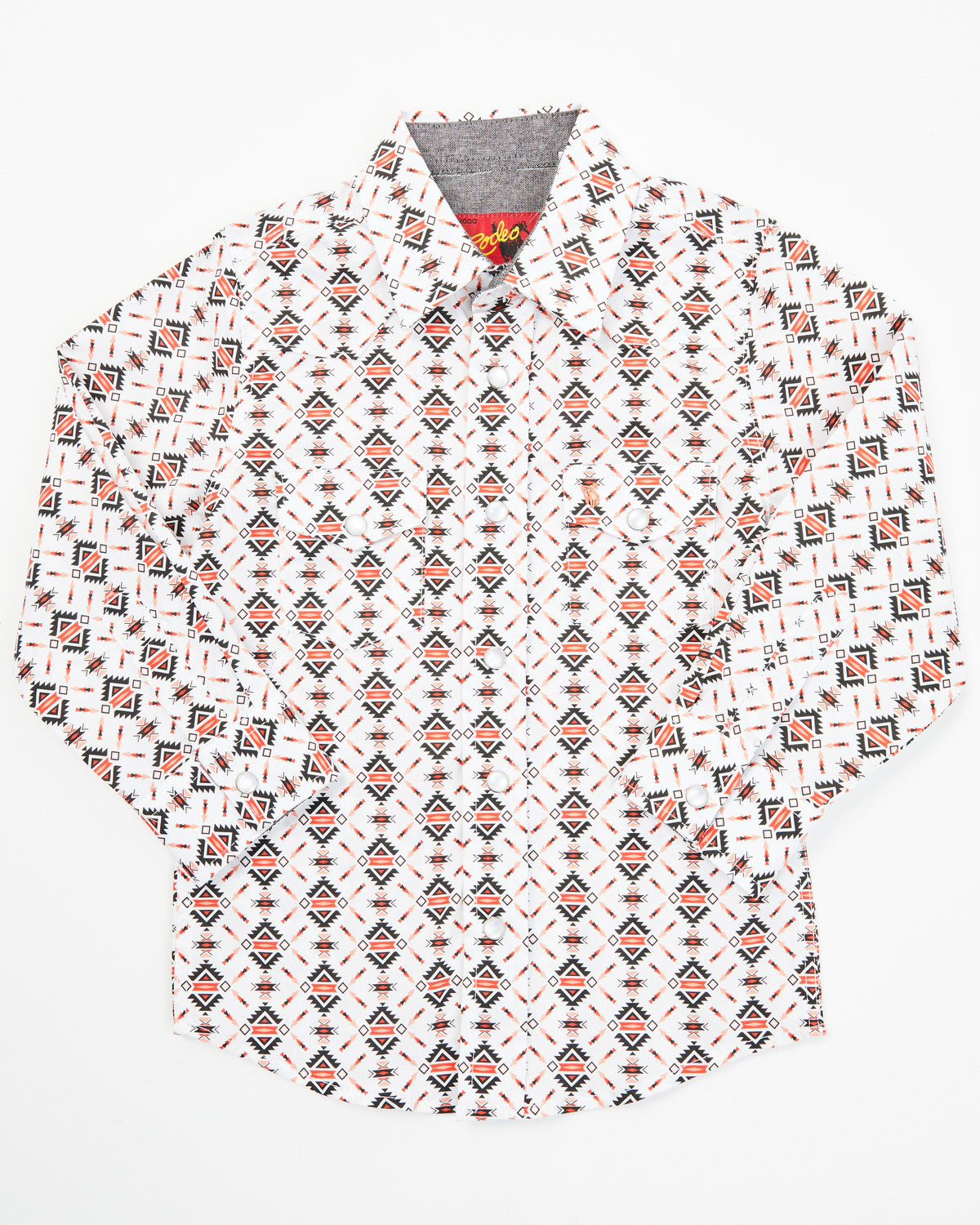 Rodeo Clothing Little boys' Geo Print Long Sleeve Pearl Snap Western Shirt