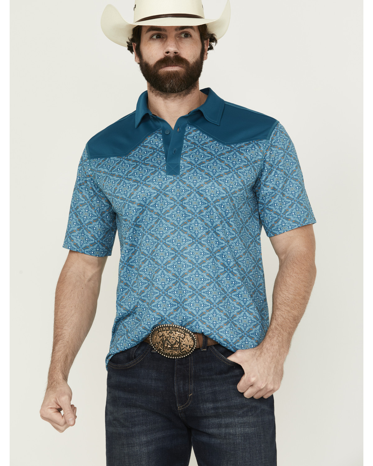 RANK 45® Men's Cameron Color Block Short Sleeve Polo Shirt