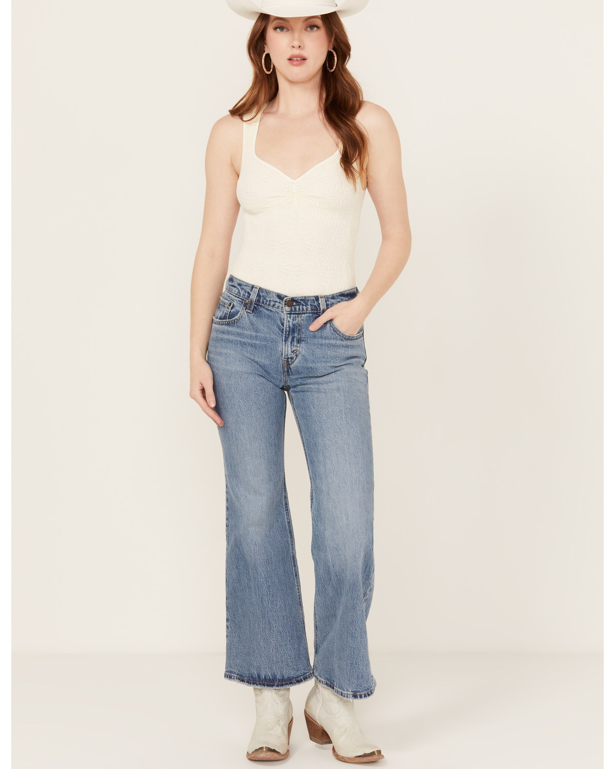 Levi's Women's Medium Wash Middy Ankle Flare Stretch Denim Jeans