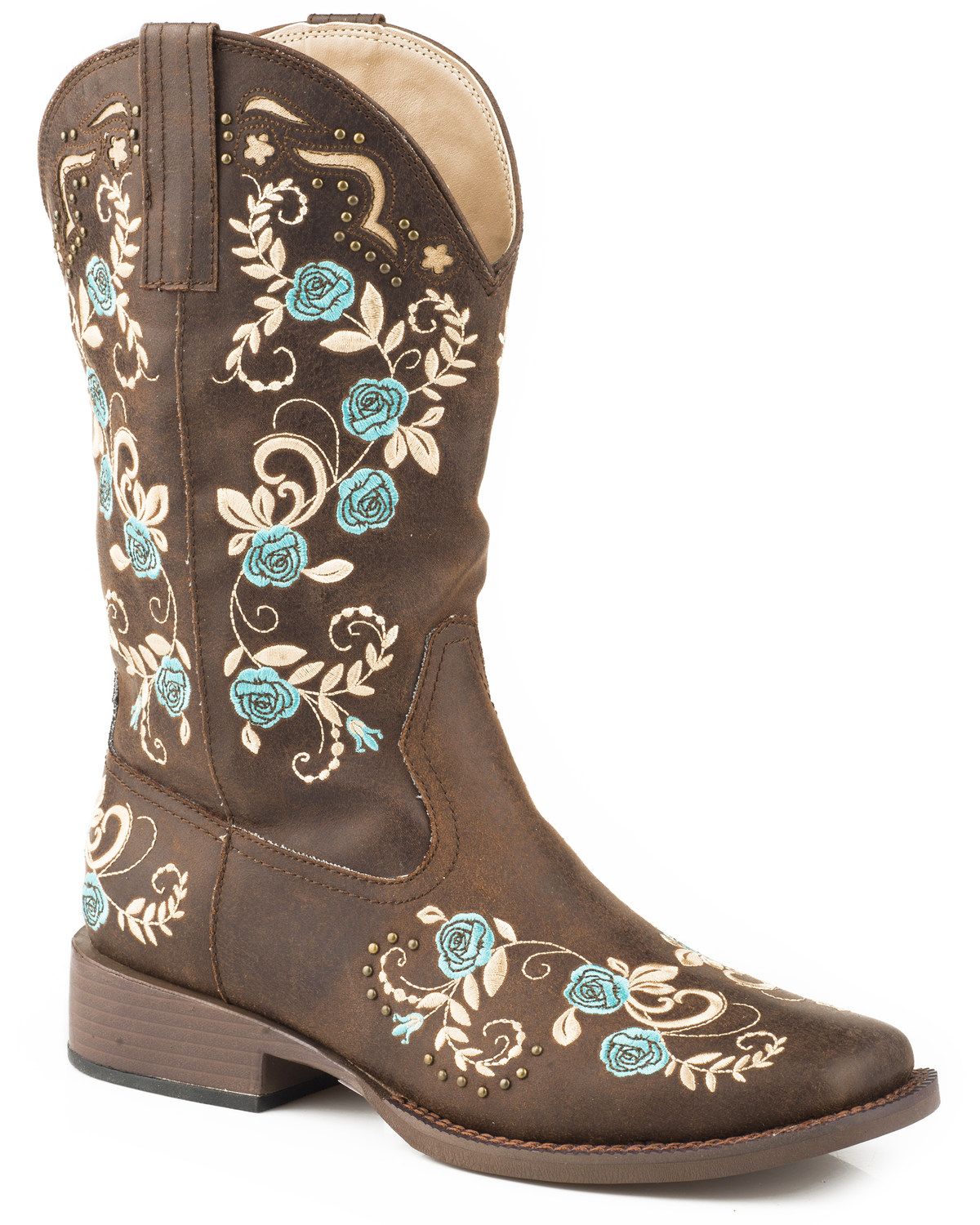 Details about   Womens New Fashion Floral Embroidered Square Toe Western Cowyboy Boots Shoes 584