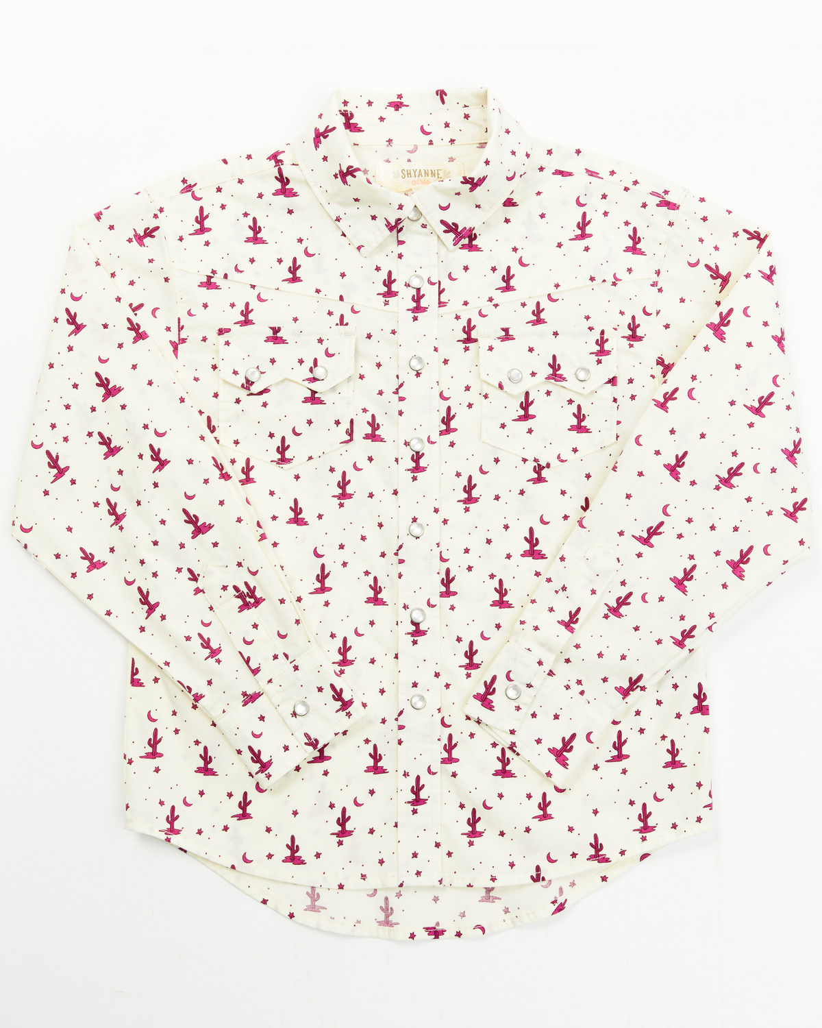 Shyanne Toddler Girls' Cactus Print Long Sleeve Pearl Snap Shirt