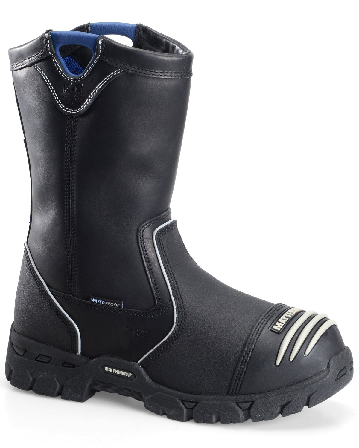 black wellington work boots