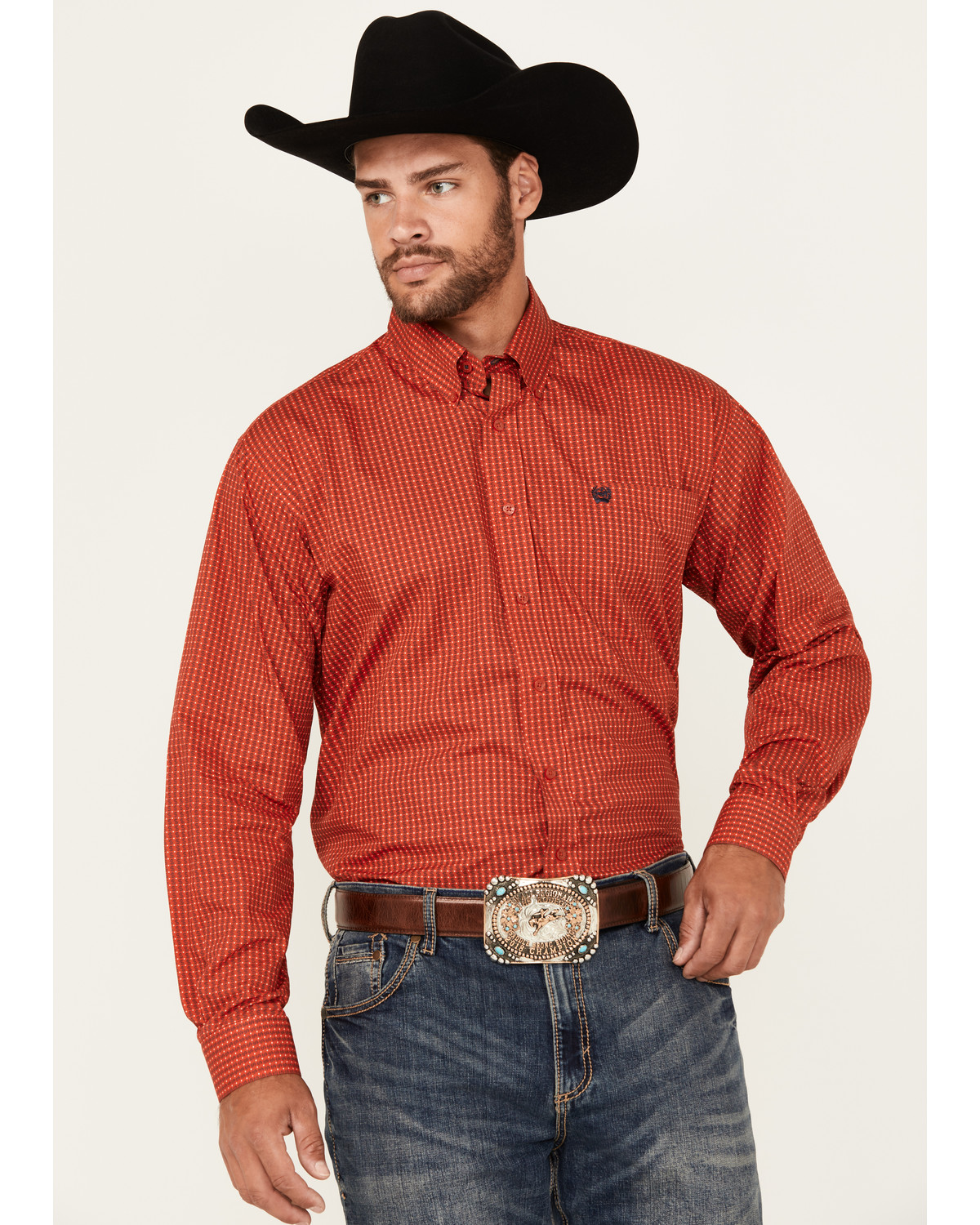 Cinch Men's Money Sign Print Long Sleeve Button-Down Western Shirt