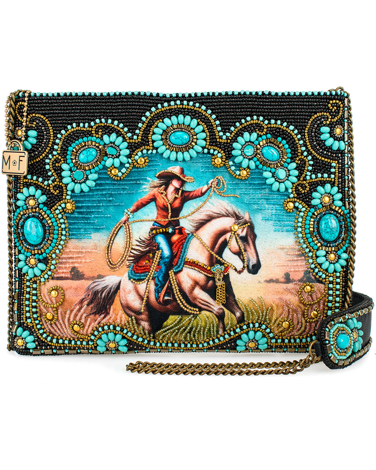 Mary Frances Women's Cowgirl Beaded Crossbody Handbag
