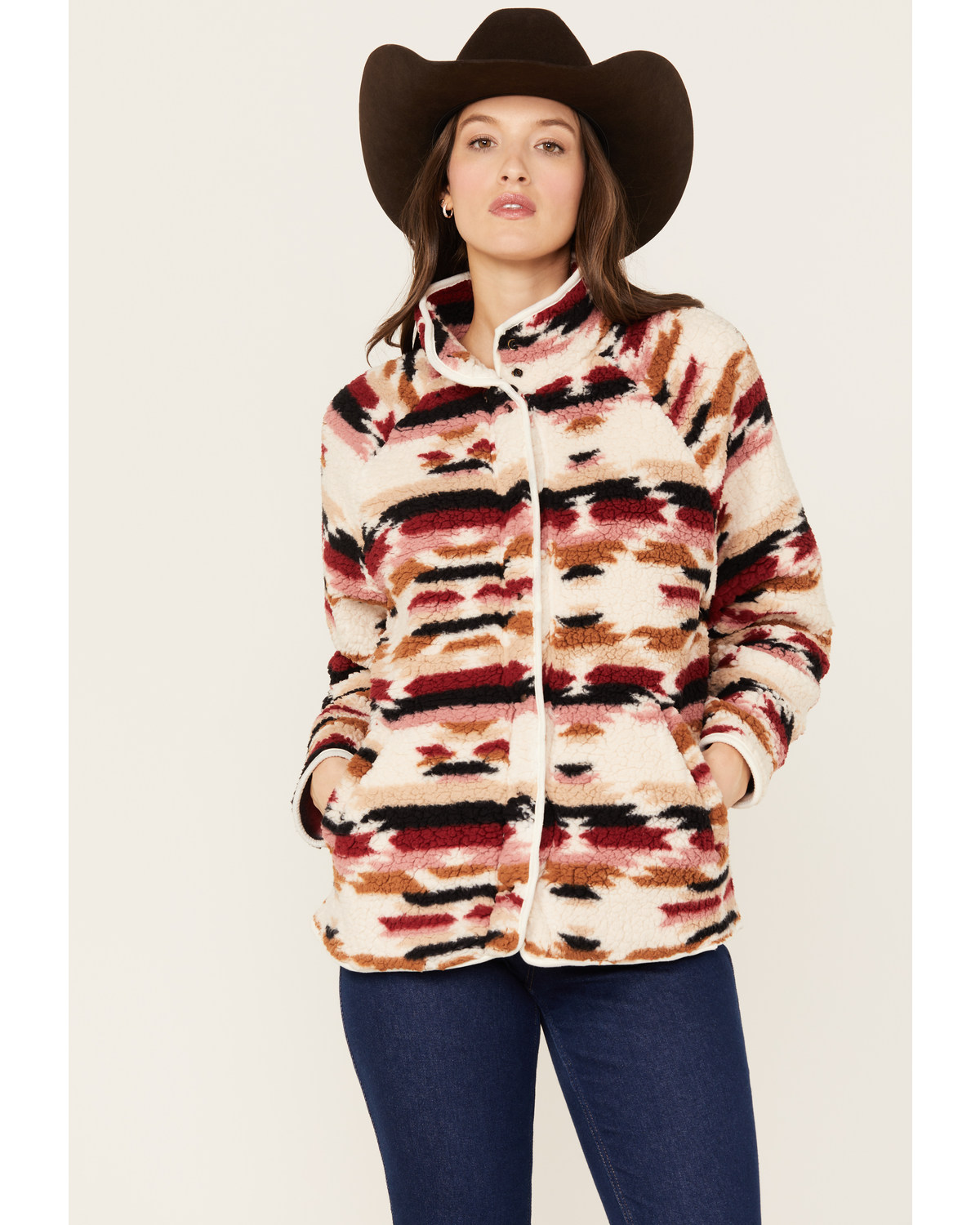 Wrangler Women's Southwestern Print Sherpa Jacket