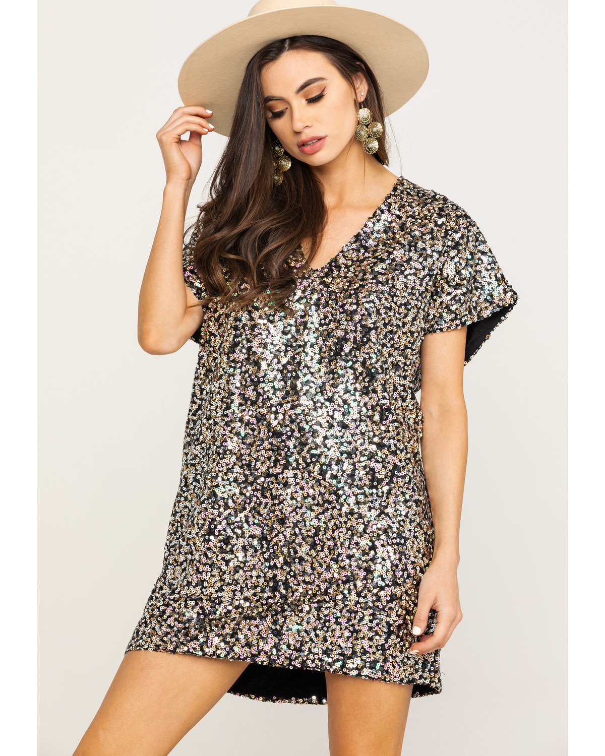 sequin short sleeve dress