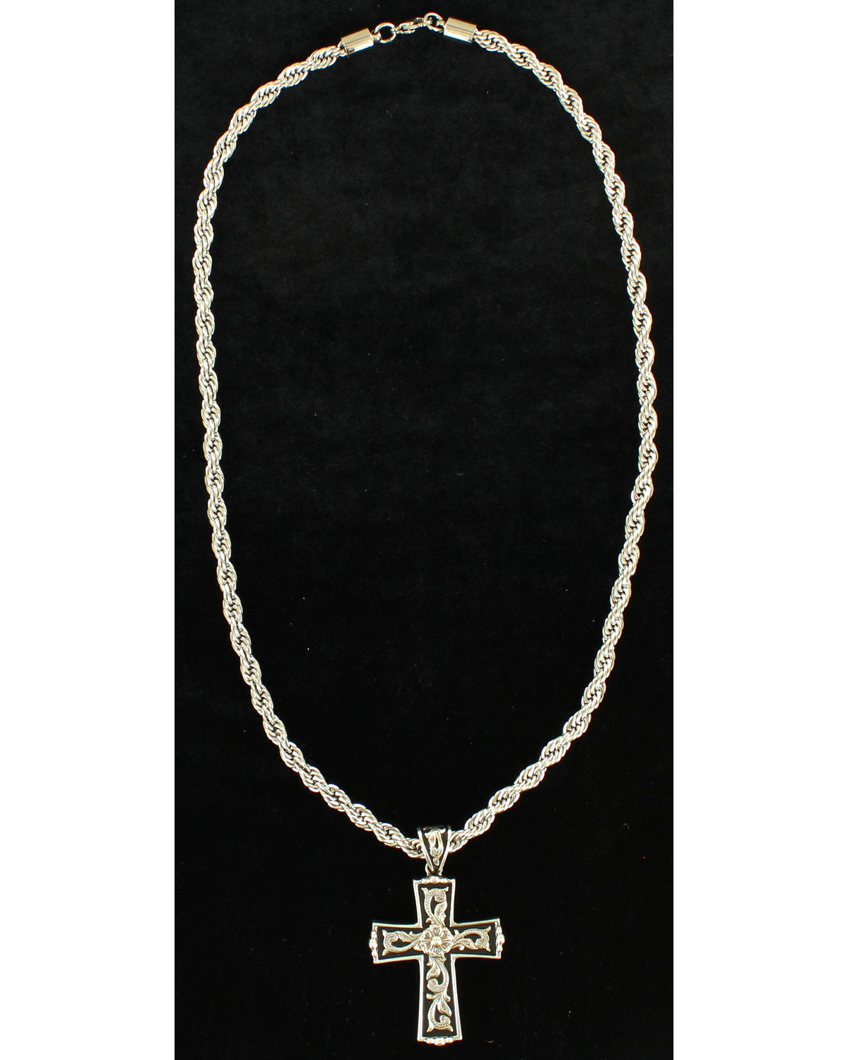 Twister Men S Floral Scroll Cross Necklace Boot Barn