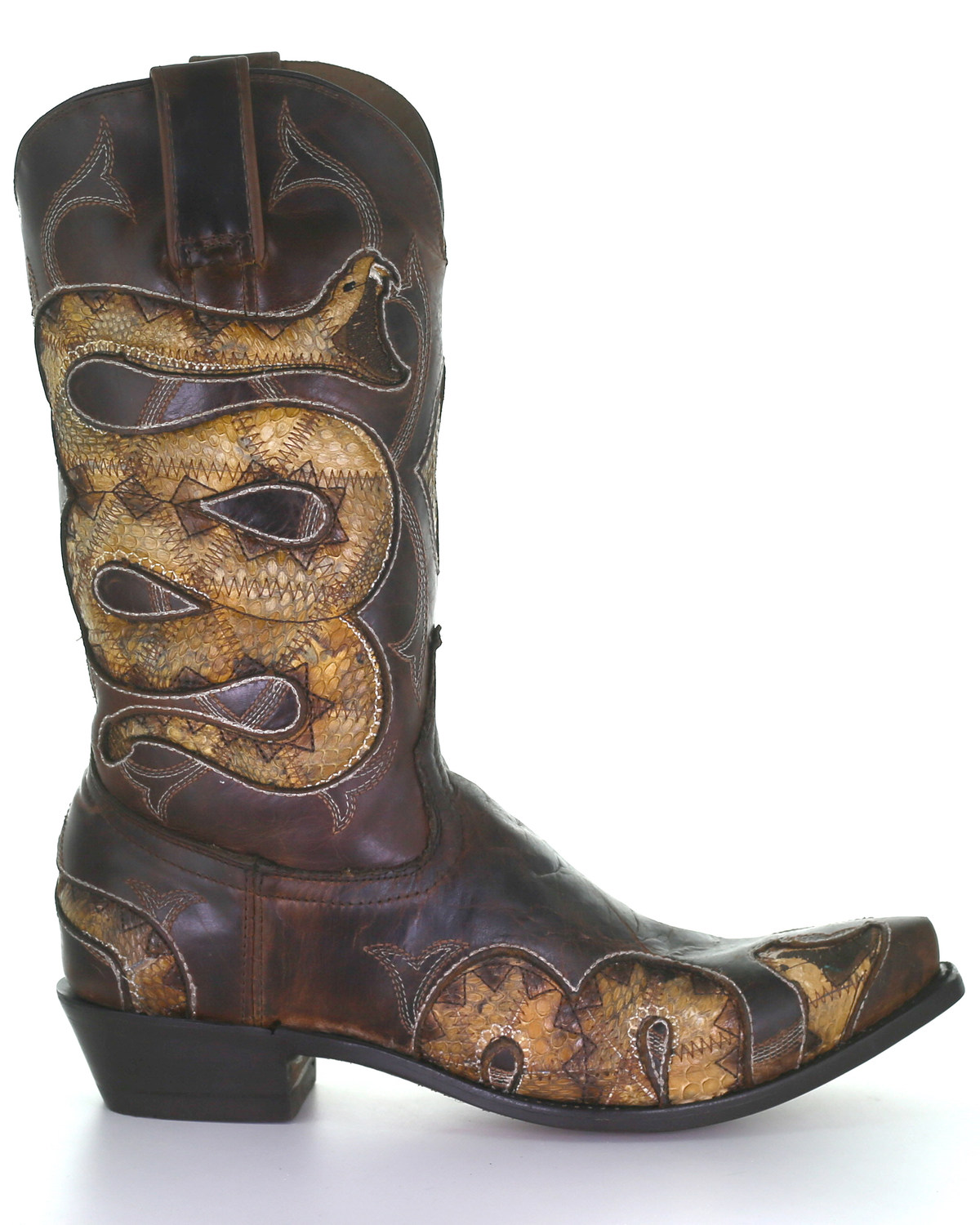 Corral Men's Honey Snake Inlay Western 