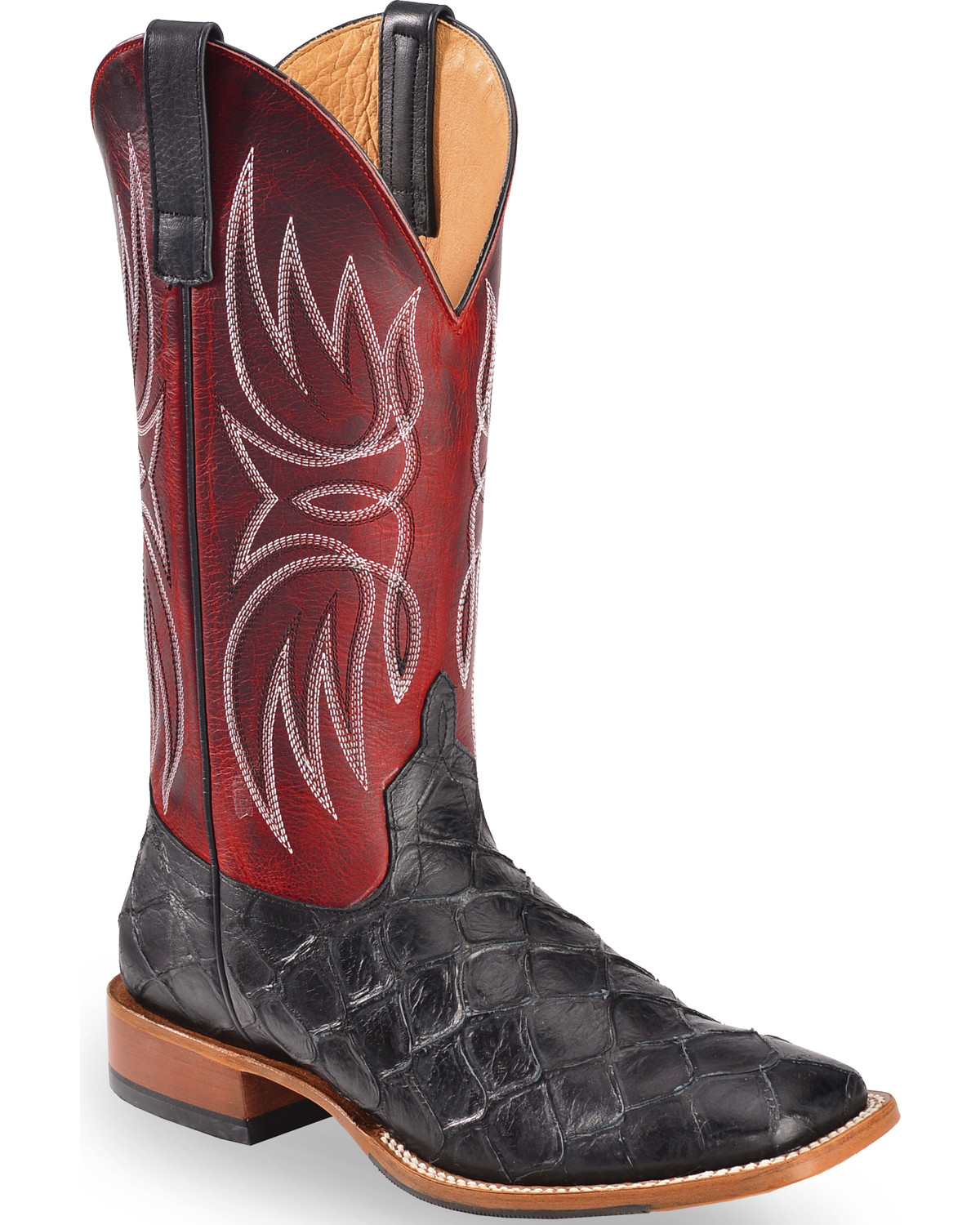 red cowboy boots square toe