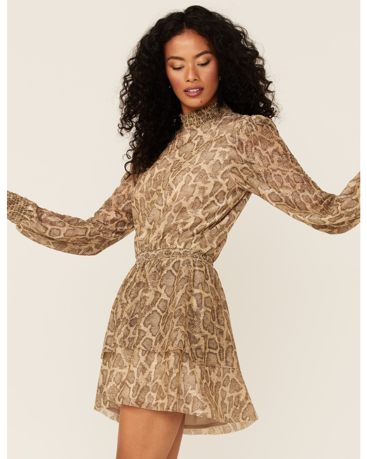 Show Me Your Mumu Women's Glitter Python Russo Ruffle Dress