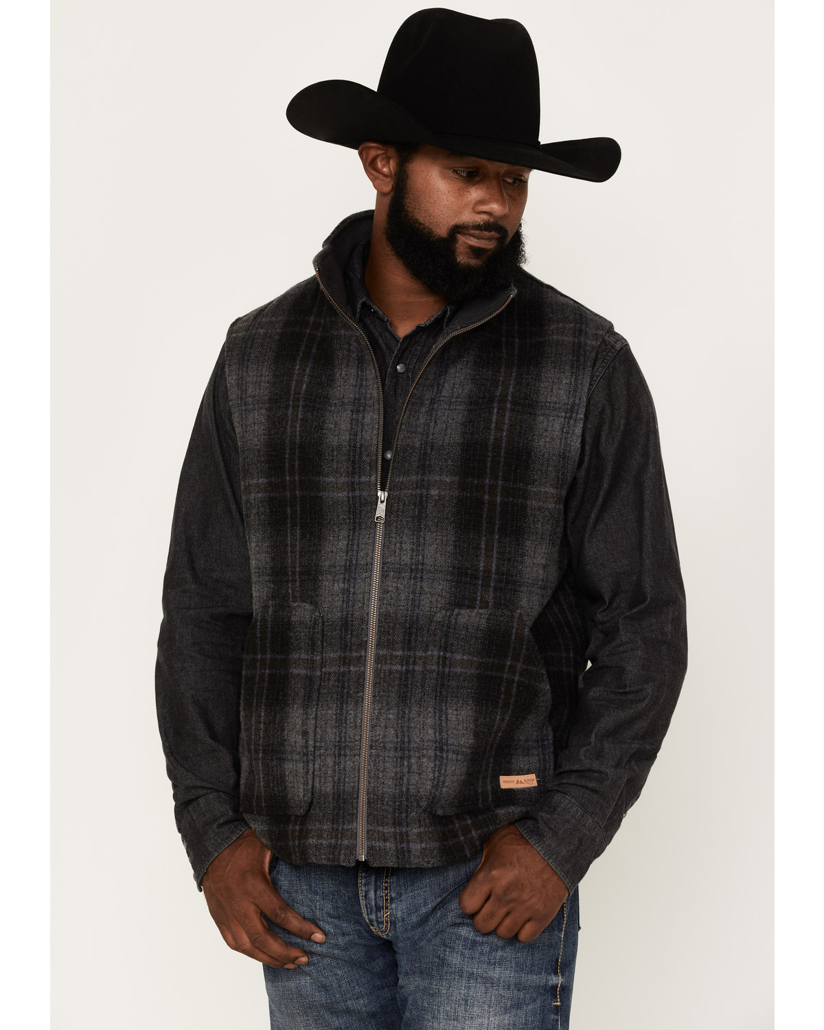 Powder River Outfitters Men's Large Plaid Print Wool Vest