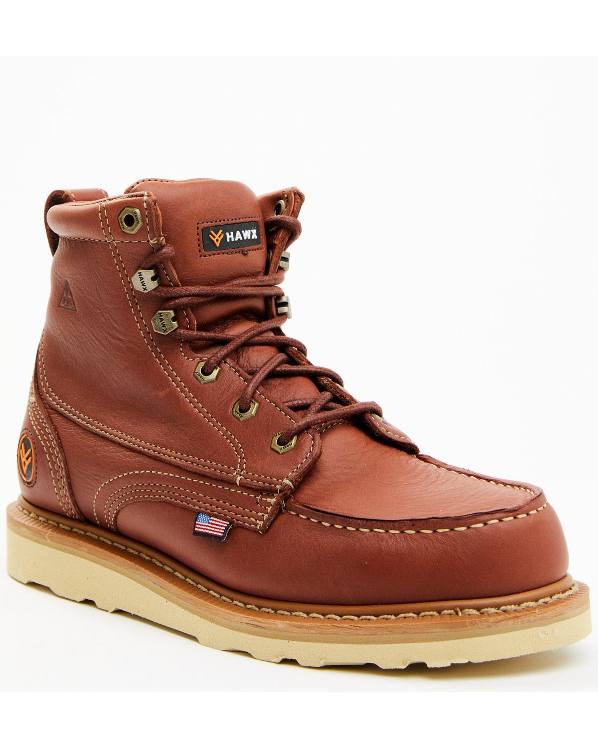 Hawx Men's Dark Brown USA Moc Wedge Work Boots - Soft Toe