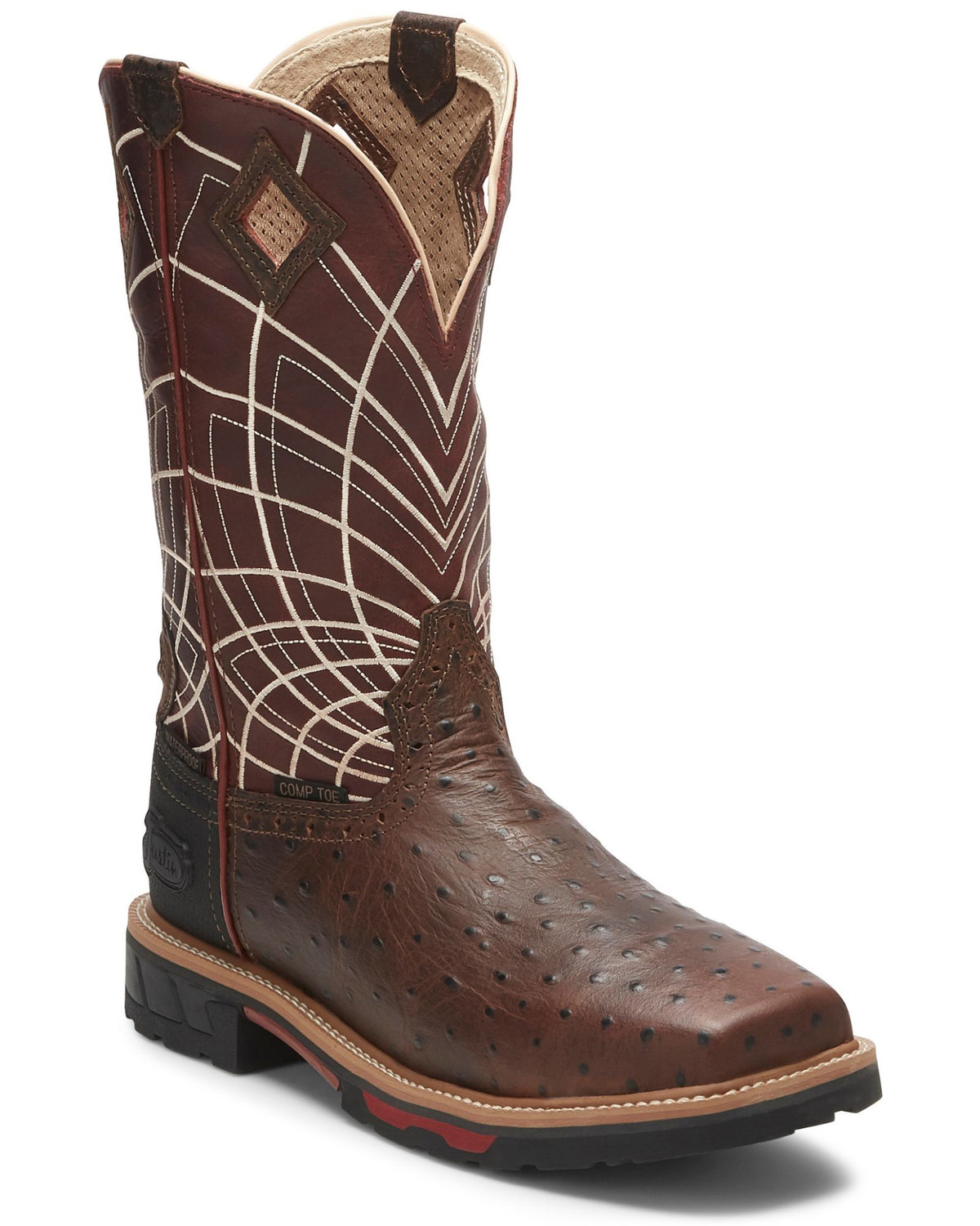 justin derrickman croc print composite toe work boots