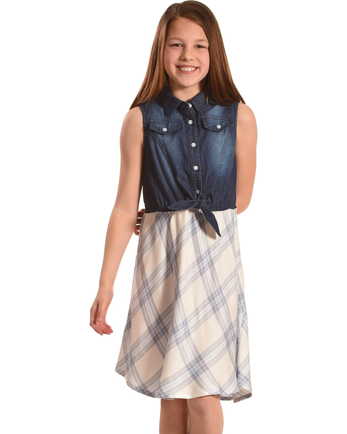 girls blue plaid dress