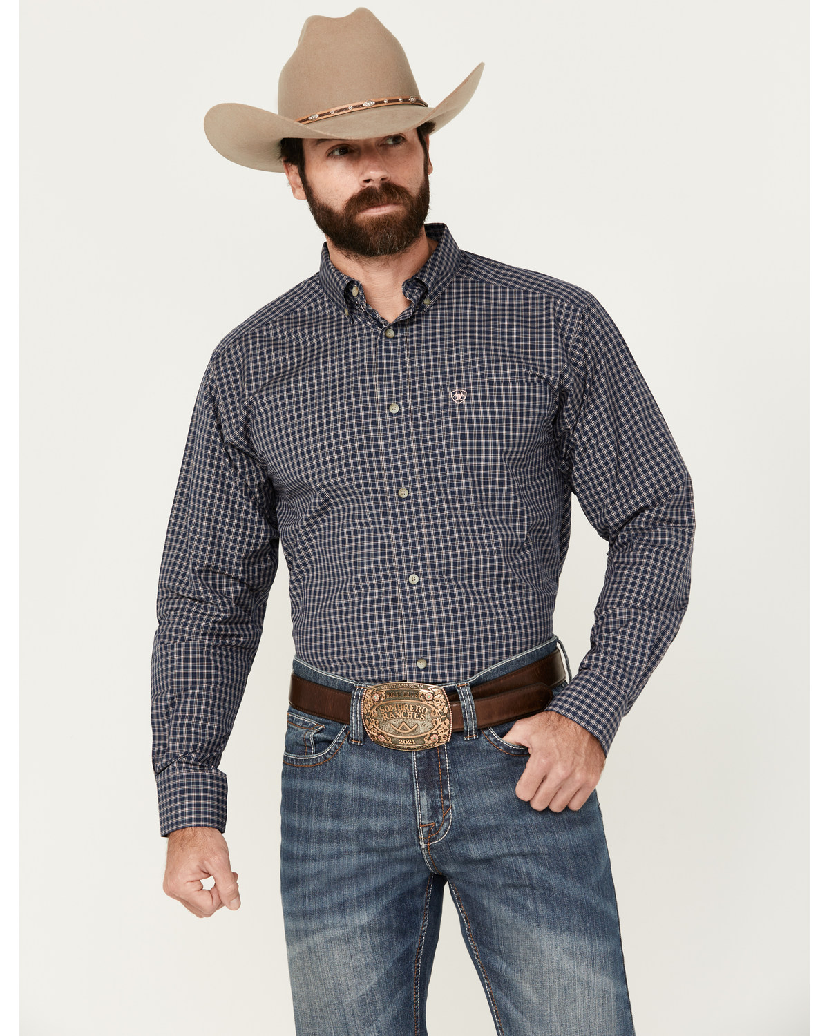 Ariat Men's Pro Series Tate Plaid Print Long Sleeve Button-Down Western Shirt