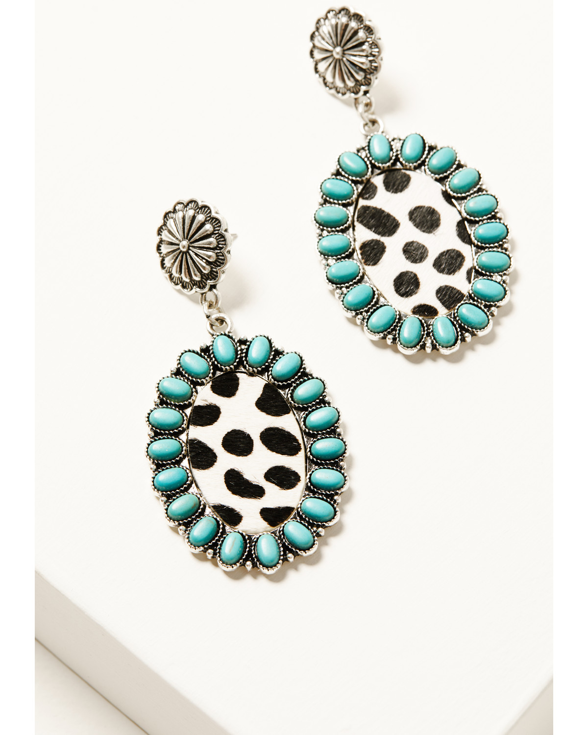 Shyanne Women's Cowhide Oval Statement Earrings