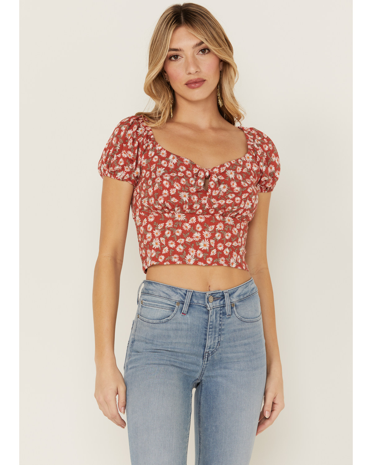 Idyllwind Women's Bay Cove Floral Crop Peasant Top