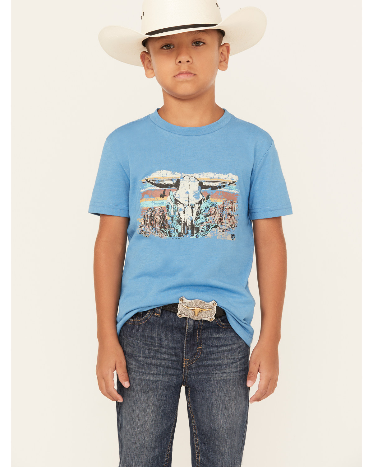 Rock & Roll Denim Boys' Desert Bull Skull Short Sleeve Graphic T-Shirt