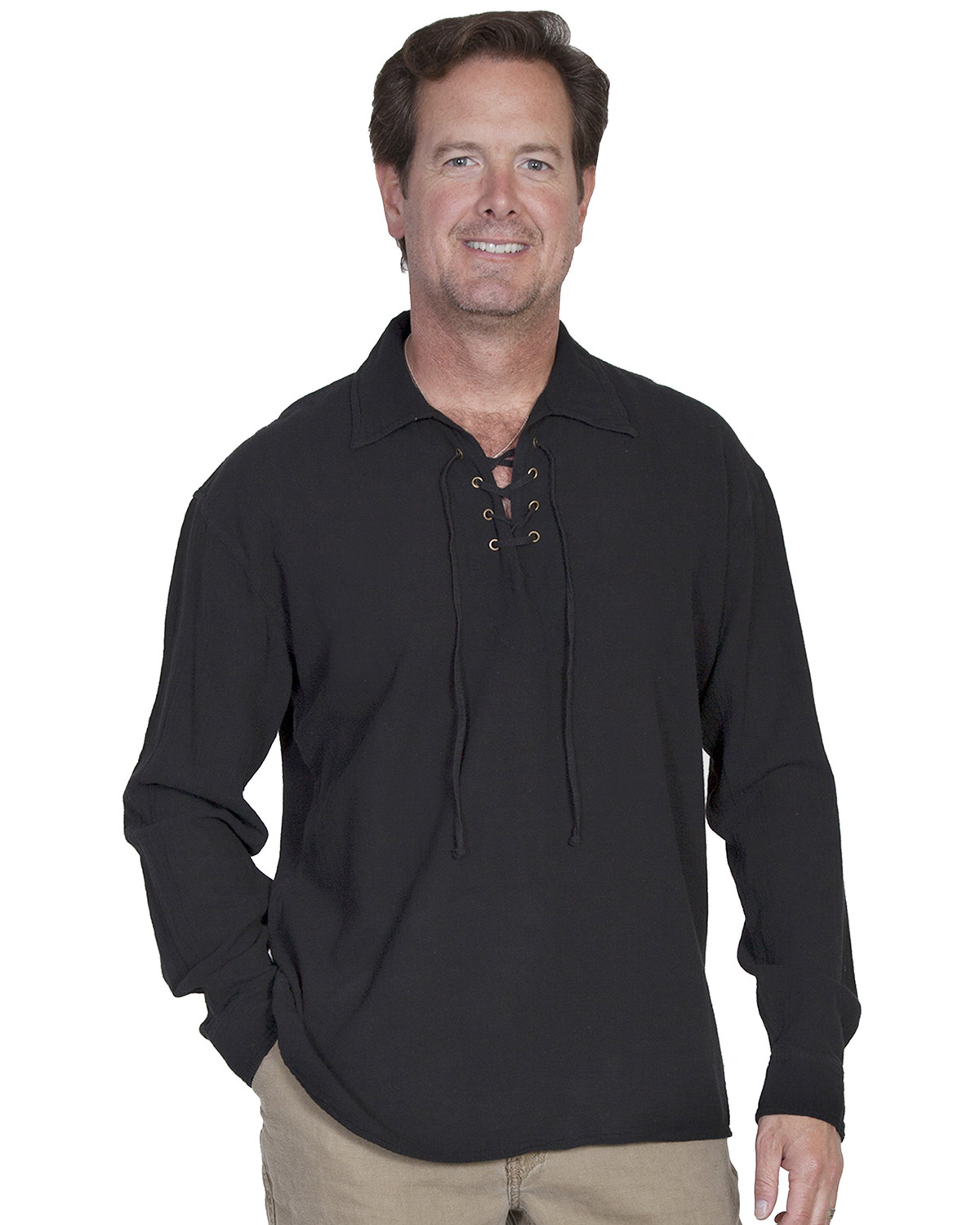 Scully Men's Cantina Lace-Up Long Sleeve Shirt