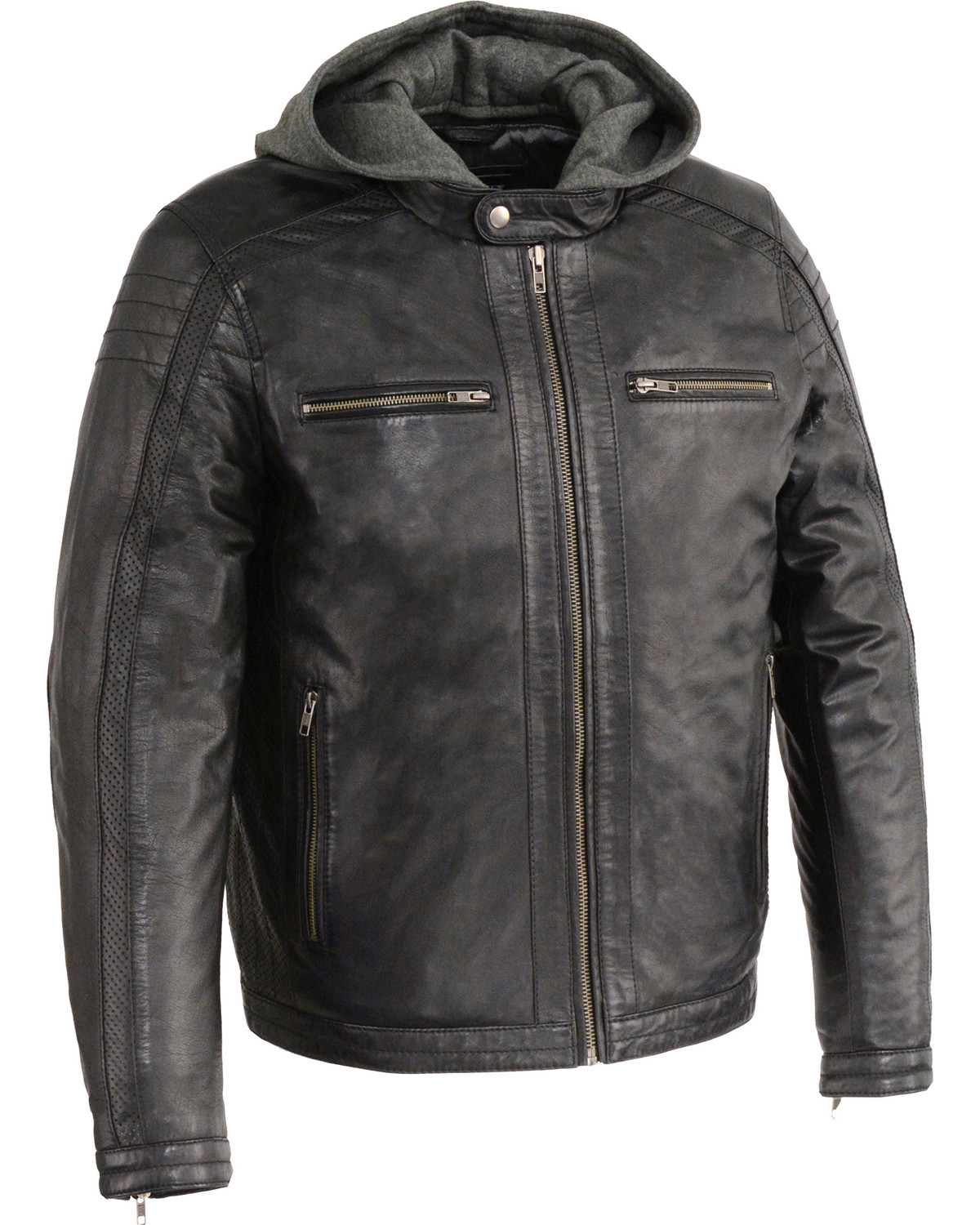 Milwaukee Leather Men's Zipper Front Jacket w/ Removable Hood