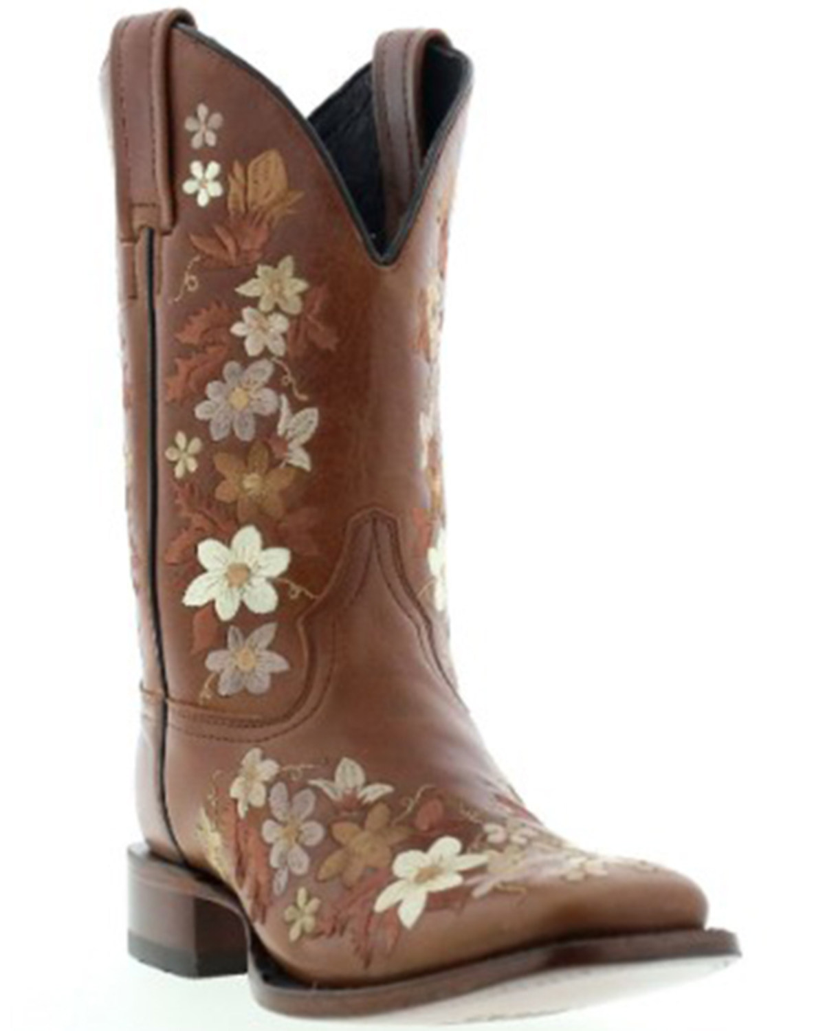 Botas Caborca For Liberty Black Women's Floral Embroidered Western Boots - Square Toe