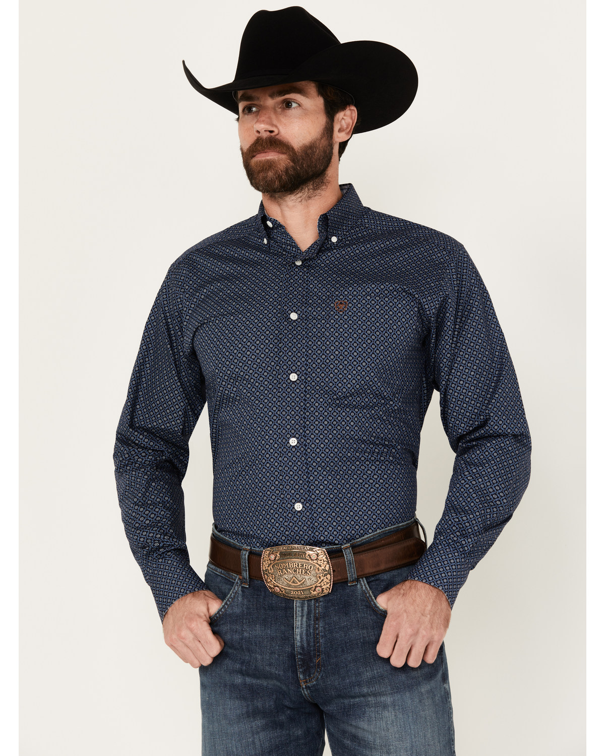 Ariat Men's Keagan Geo Print Long Sleeve Button-Down Shirt